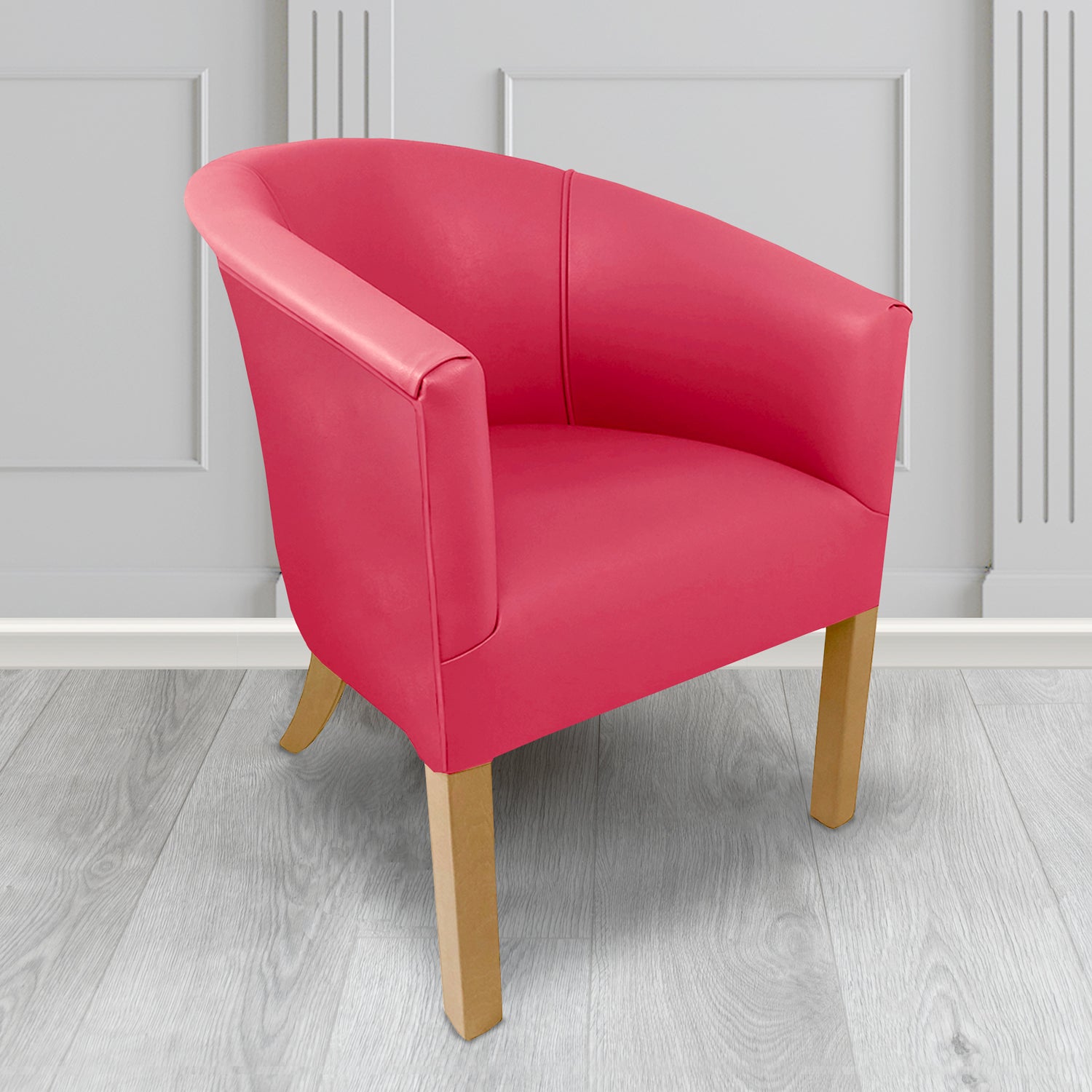 Lewisham Tub Chair in Agua Paint Pot Pink Crib 5 Faux Leather - Antimicrobial, Stain Resistant & Waterproof - The Tub Chair Shop