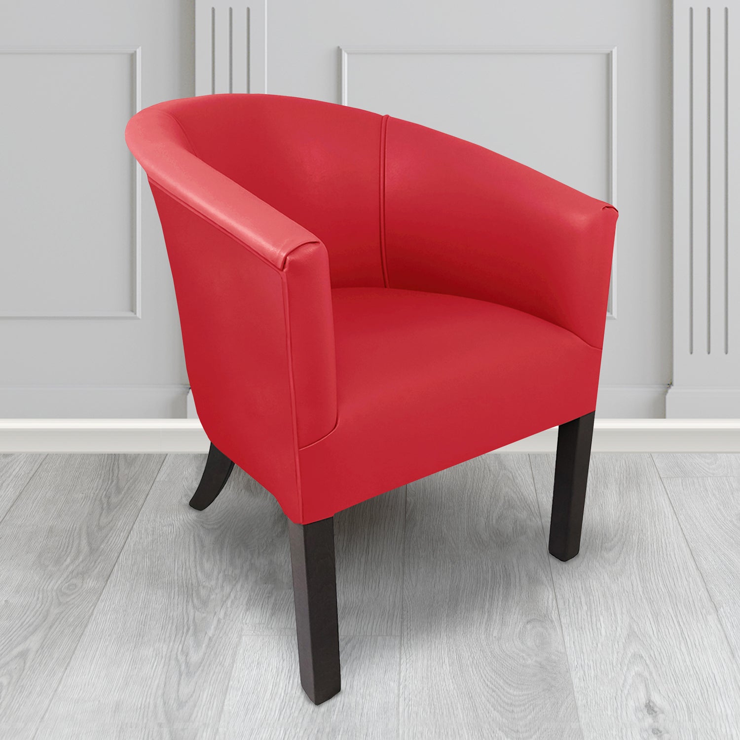 Lewisham Tub Chair in Agua Paint Pot Scarlet Crib 5 Faux Leather - Antimicrobial, Stain Resistant & Waterproof - The Tub Chair Shop