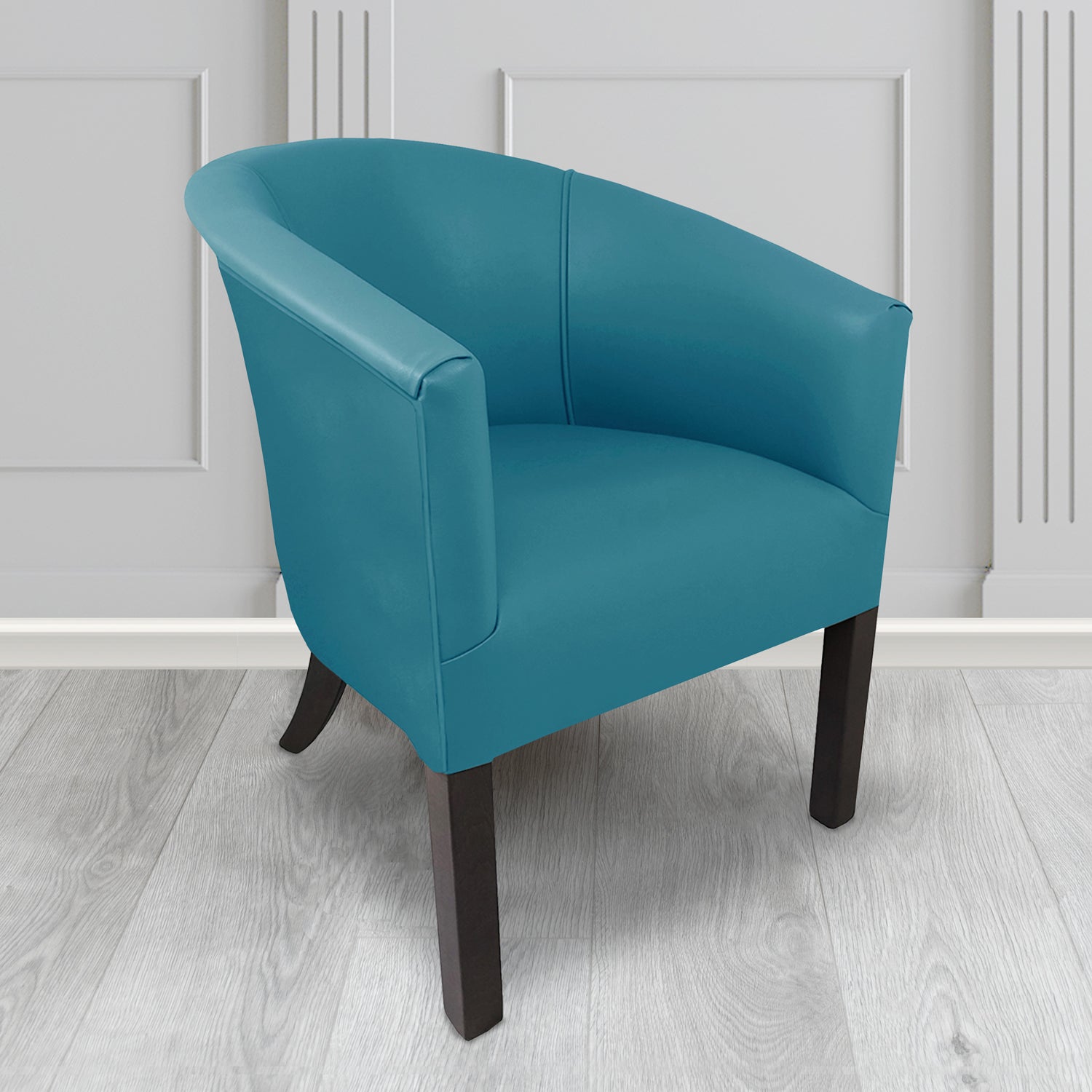 Lewisham Tub Chair in Agua Paint Pot Teal Crib 5 Faux Leather - Antimicrobial, Stain Resistant & Waterproof - The Tub Chair Shop