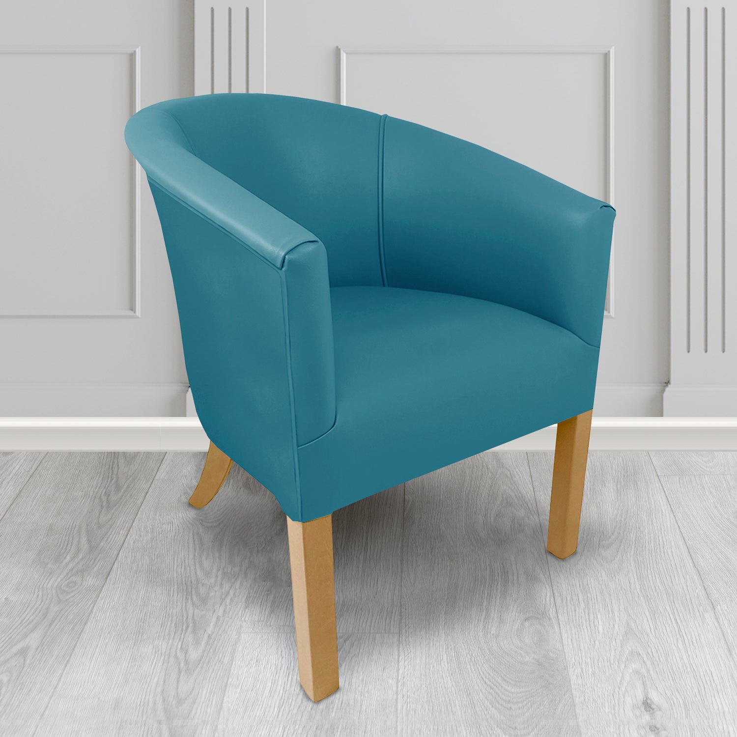 Lewisham Tub Chair in Agua Paint Pot Teal Crib 5 Faux Leather - Antimicrobial, Stain Resistant & Waterproof - The Tub Chair Shop