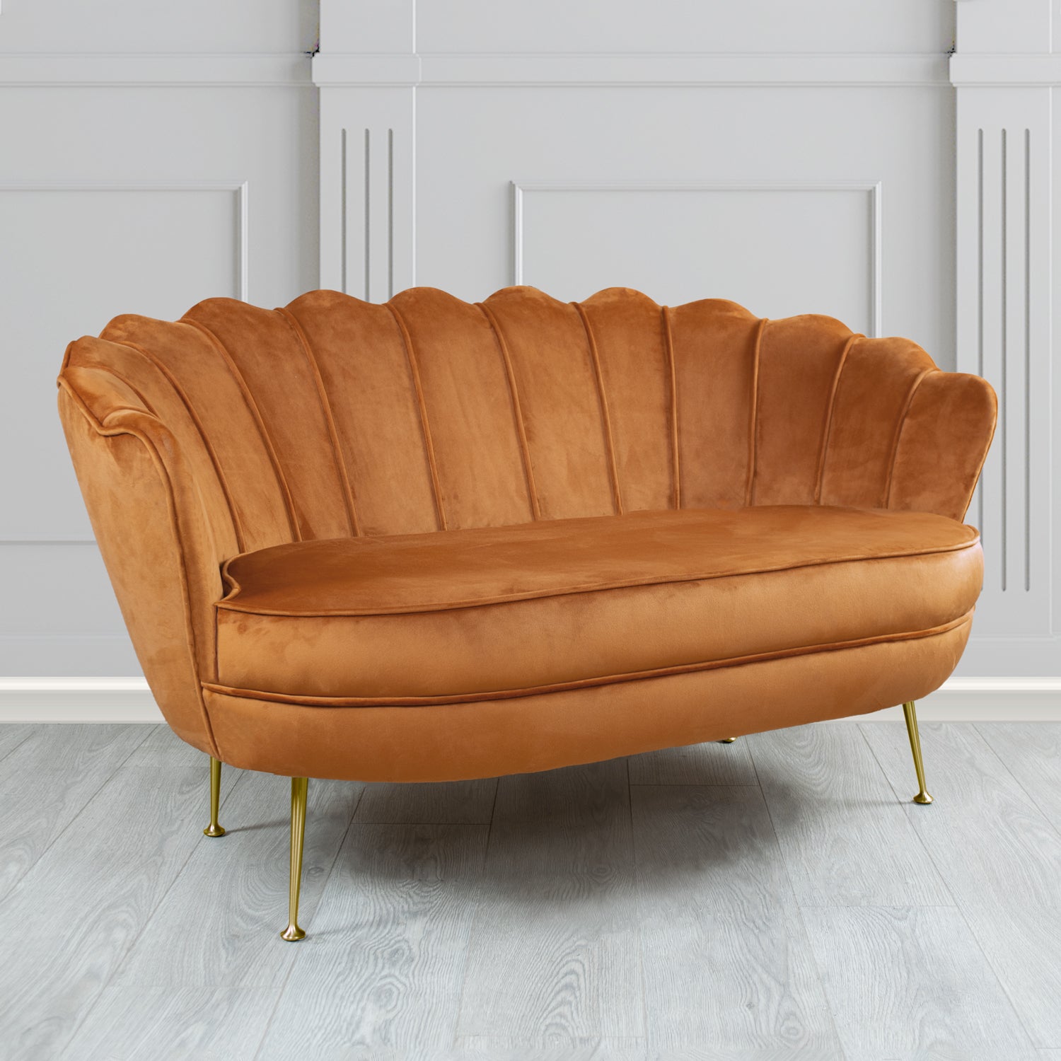 Olivia 2 Seater Shell Sofa in Sapore Crib 5 Velvet Fabric