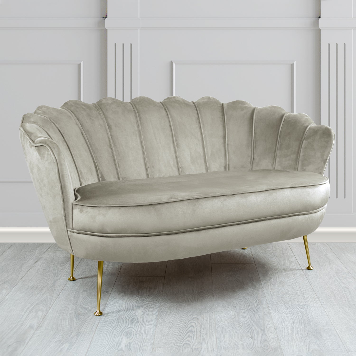 Olivia 2 Seater Shell Sofa in Sapore Crib 5 Velvet Fabric