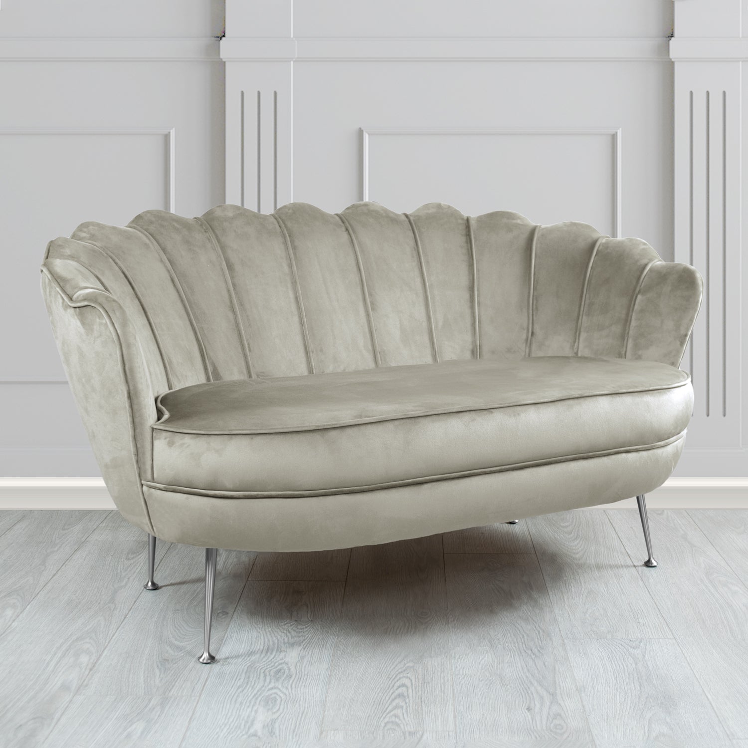 Olivia 2 Seater Shell Sofa in Sapore Crib 5 Velvet Fabric