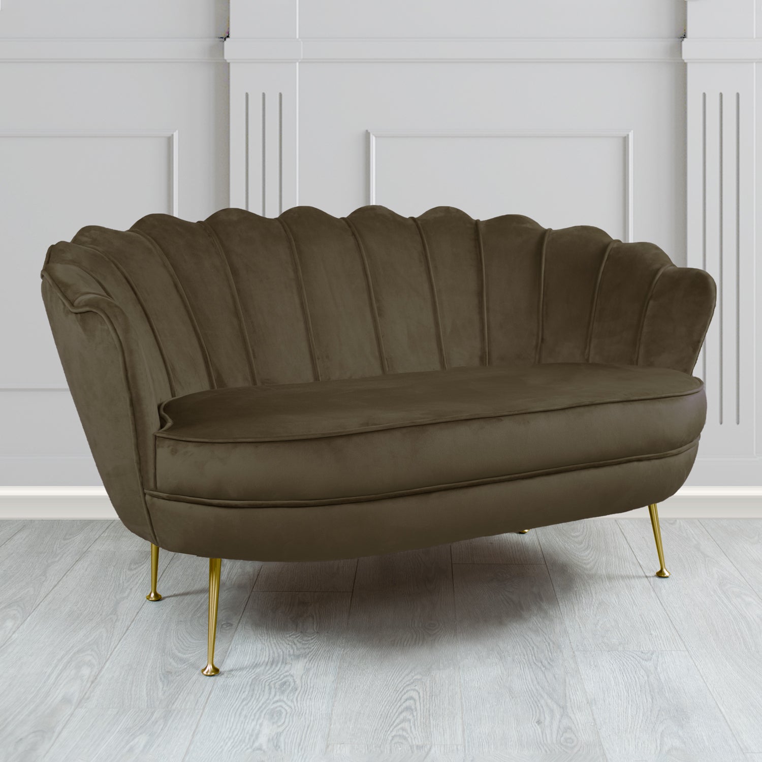 Olivia 2 Seater Shell Sofa in Sapore Crib 5 Velvet Fabric