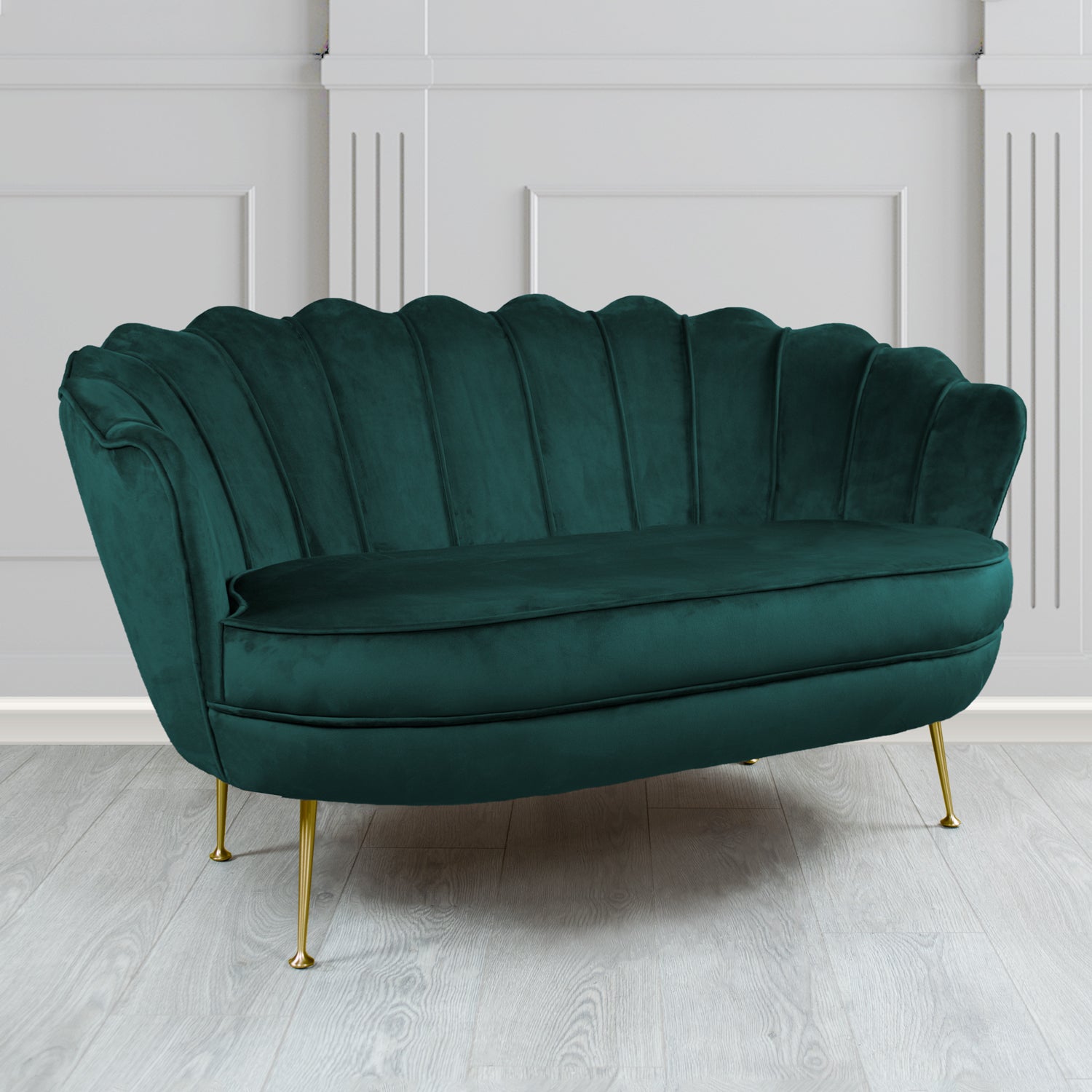 Olivia 2 Seater Shell Sofa in Passione Velvet Fabric