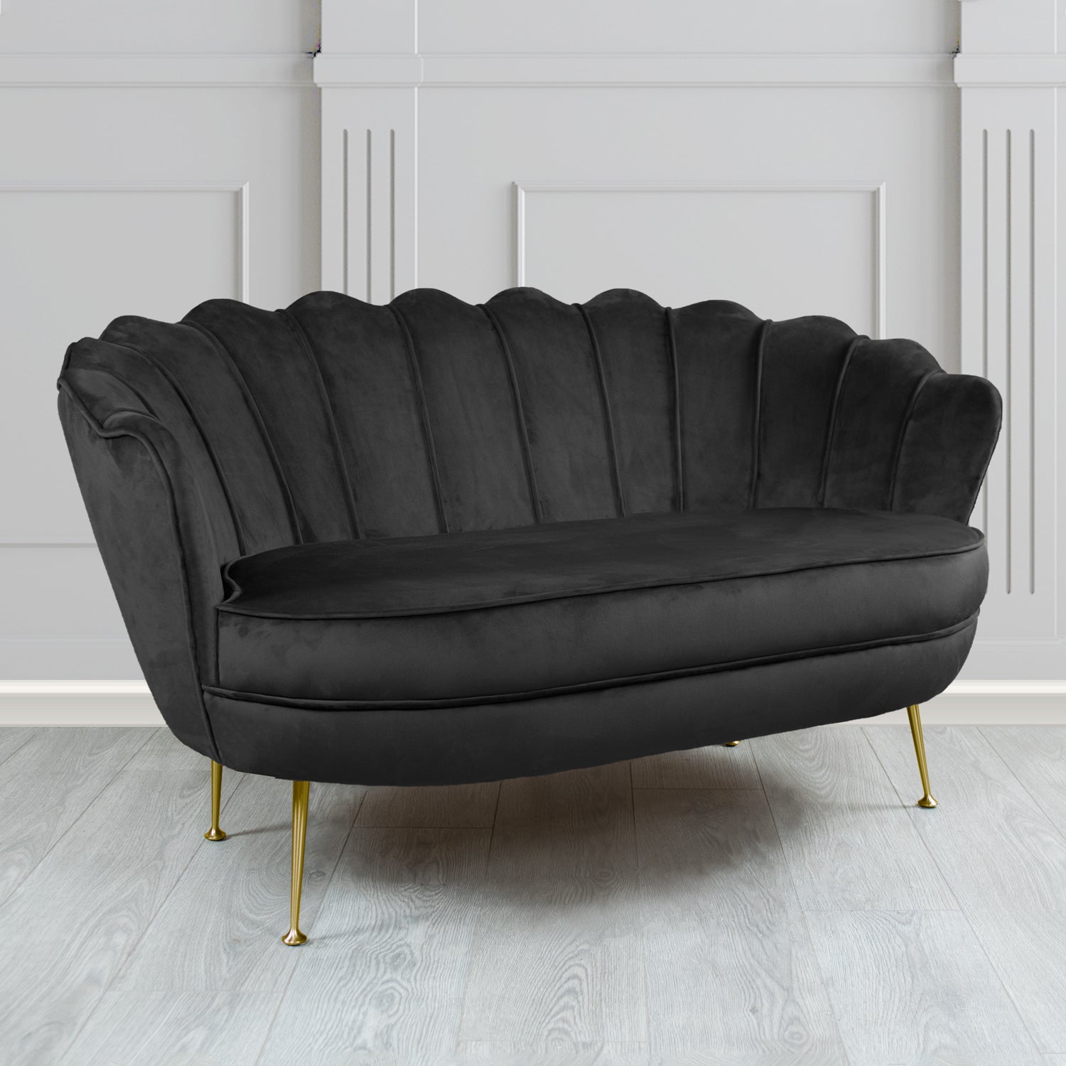 Olivia 2 Seater Shell Sofa in Passione Velvet Fabric