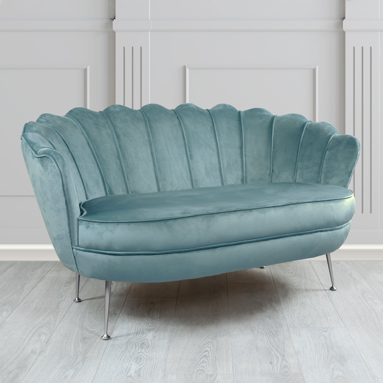 Olivia 2 Seater Shell Sofa in Passione Velvet Fabric
