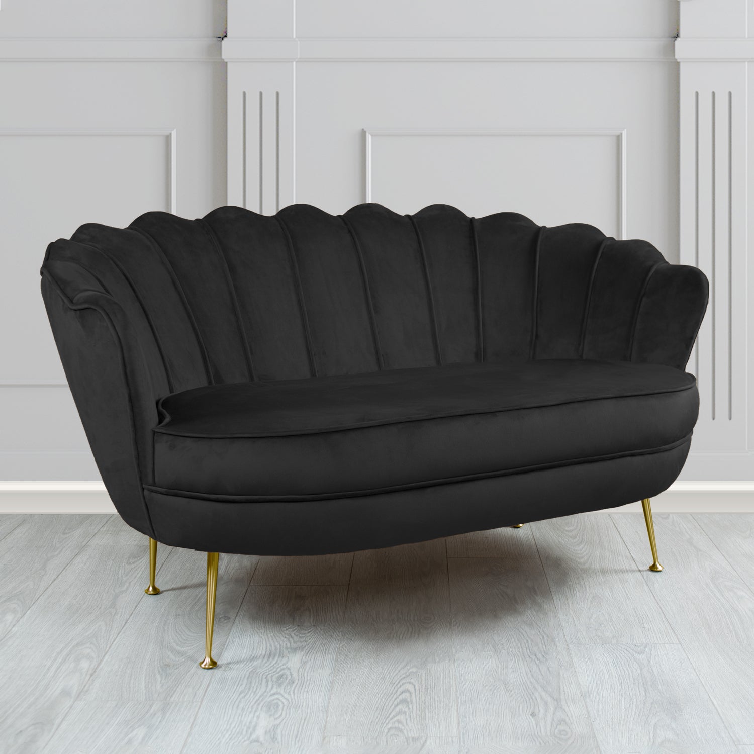 Olivia 2 Seater Shell Sofa in Monaco Plain Velvet Fabric