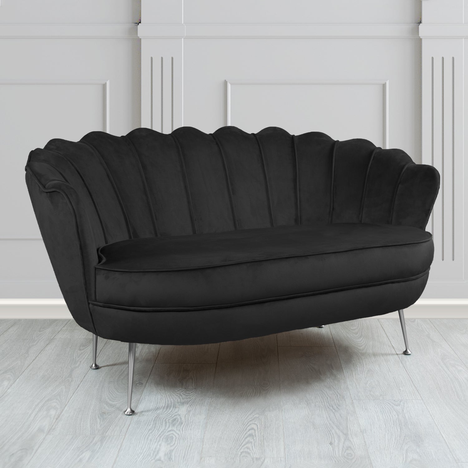 Olivia 2 Seater Shell Sofa in Monaco Plain Velvet Fabric
