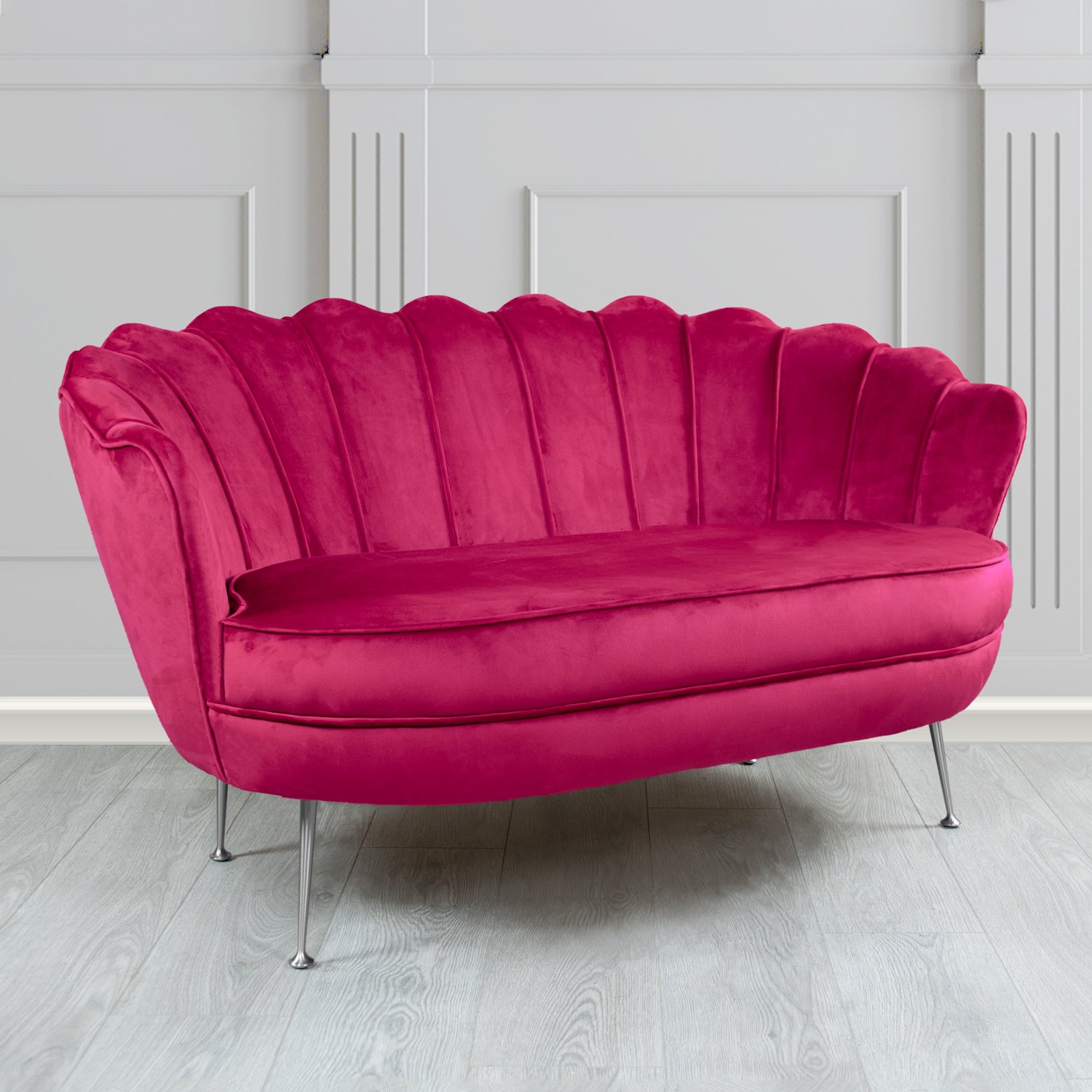Olivia 2 Seater Shell Sofa in Monaco Plain Velvet Fabric