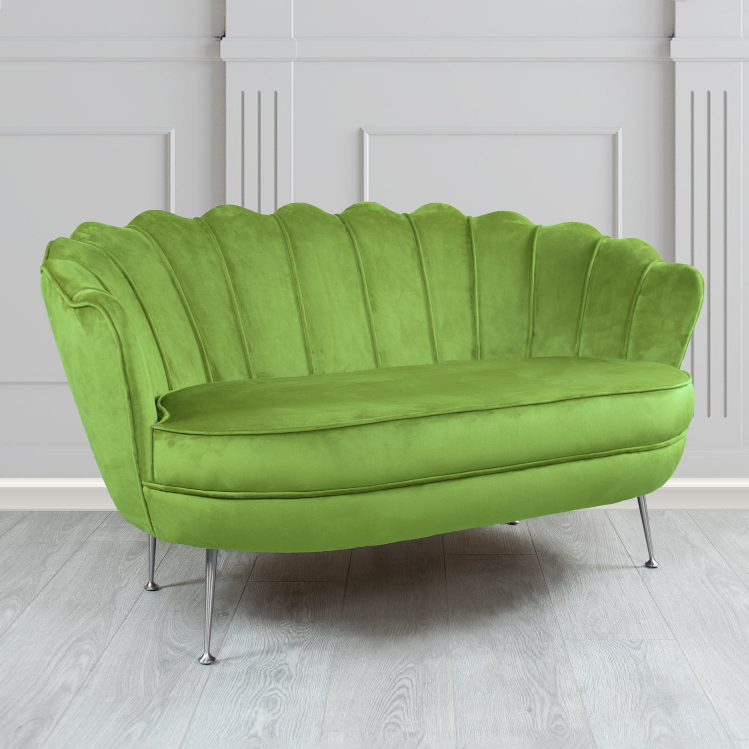 Olivia 2 Seater Shell Sofa in Monaco Plain Velvet Fabric