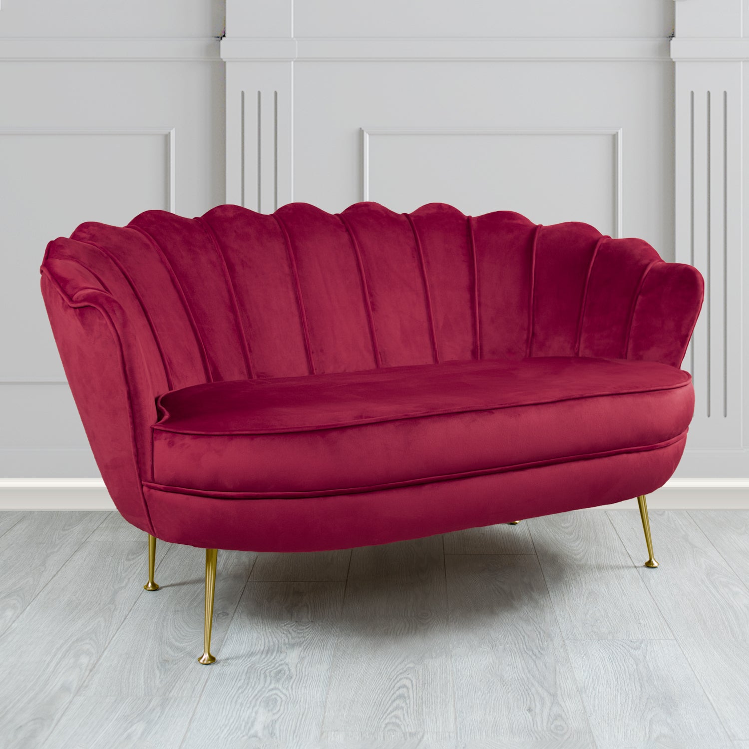 Olivia 2 Seater Shell Sofa in Monaco Plain Velvet Fabric