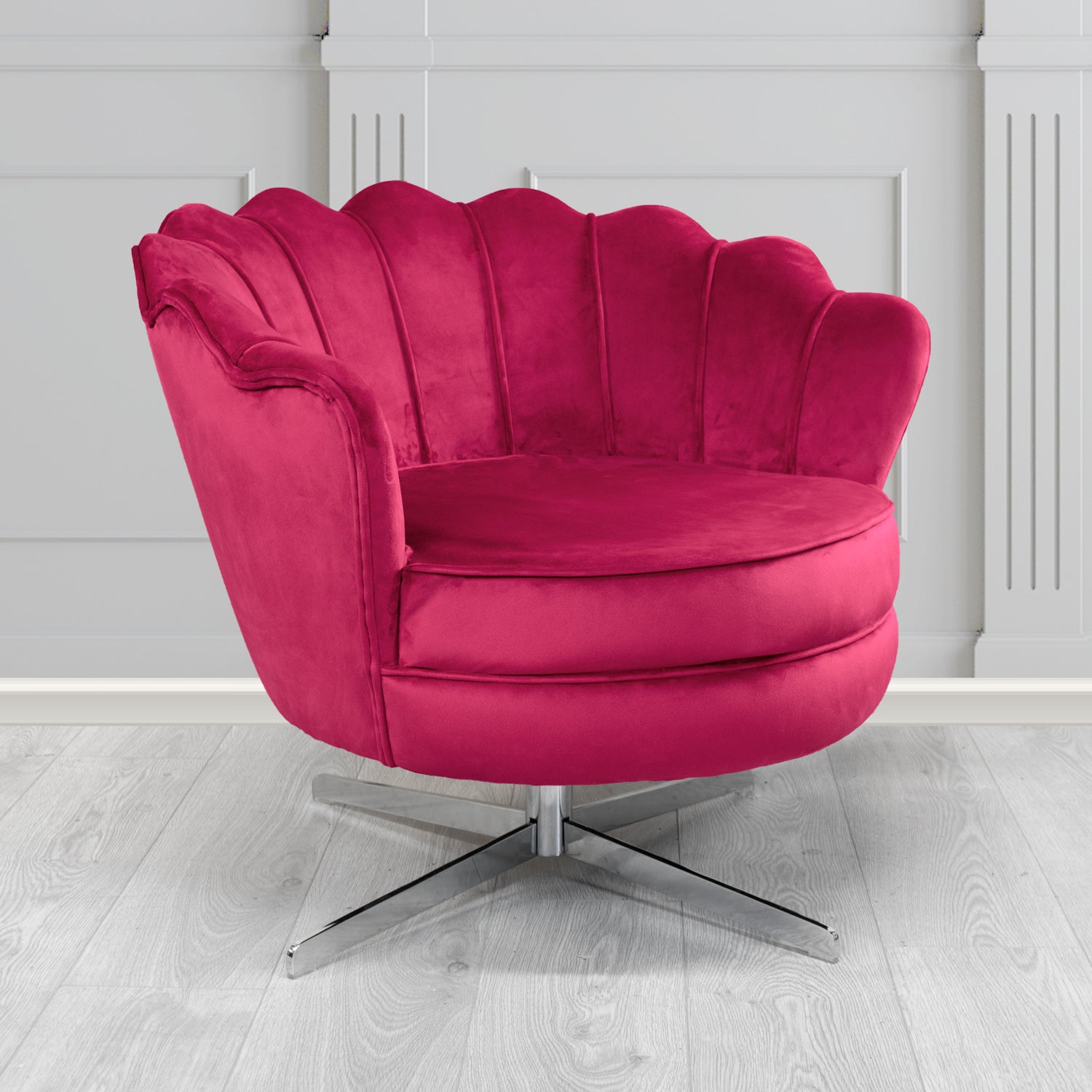 Olivia Swivel Shell Tub Chair in Monaco Plain Velvet Fabric