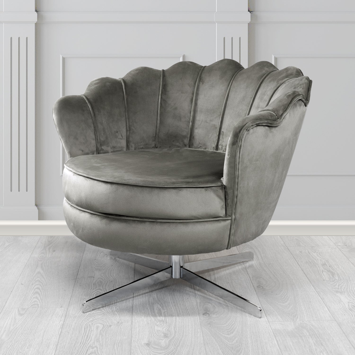 Olivia Swivel Shell Tub Chair in Monaco Plain Velvet Fabric