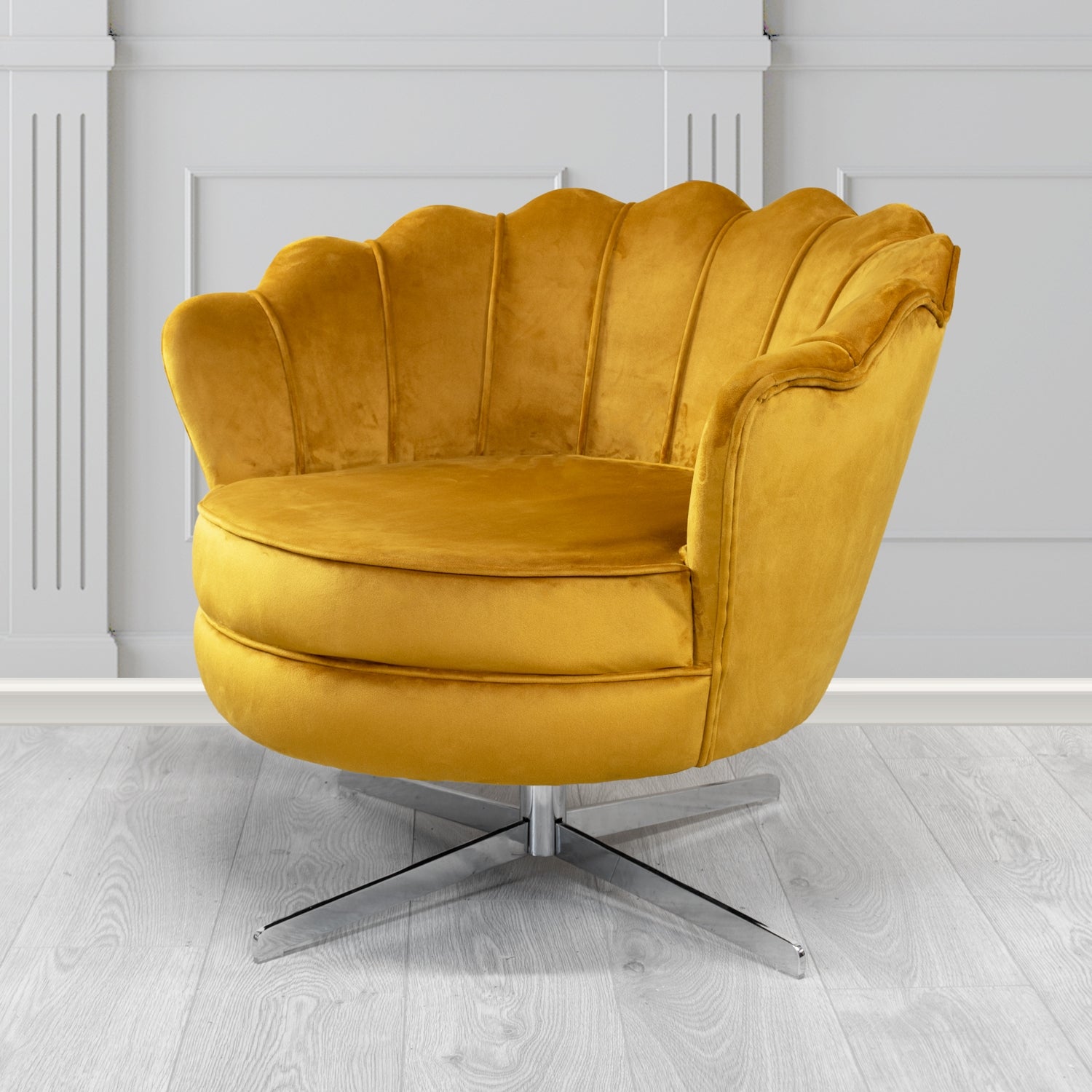 Olivia Swivel Shell Tub Chair in Monaco Plain Velvet Fabric