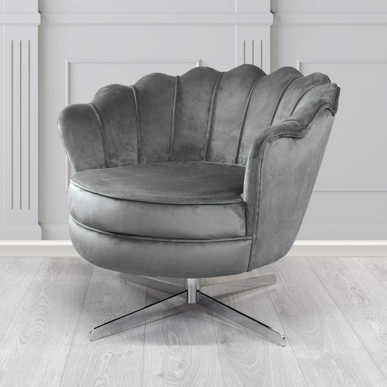 Olivia Swivel Shell Tub Chair in Monaco Plain Velvet Fabric