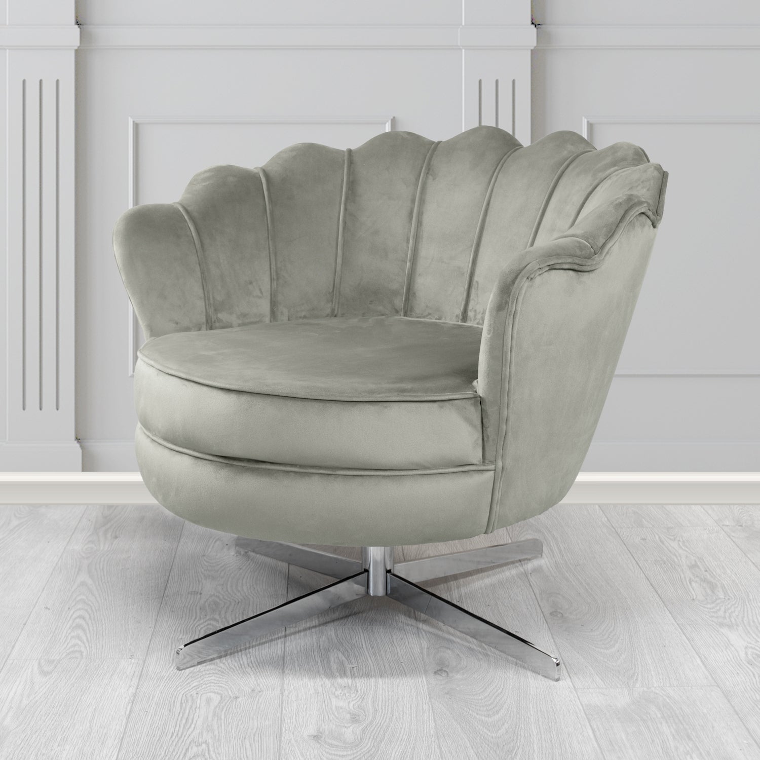 Olivia Swivel Shell Tub Chair in Monaco Plain Velvet Fabric