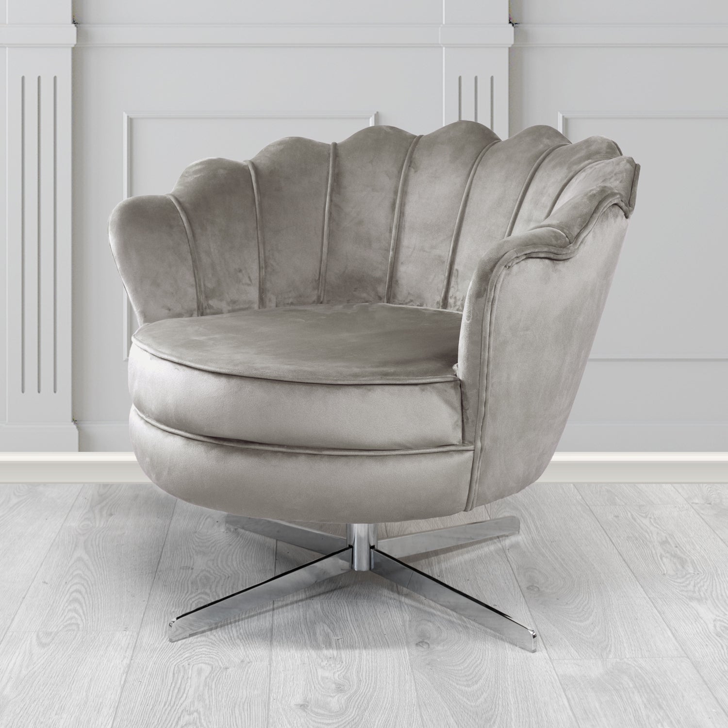 Olivia Swivel Shell Tub Chair in Monaco Plain Velvet Fabric