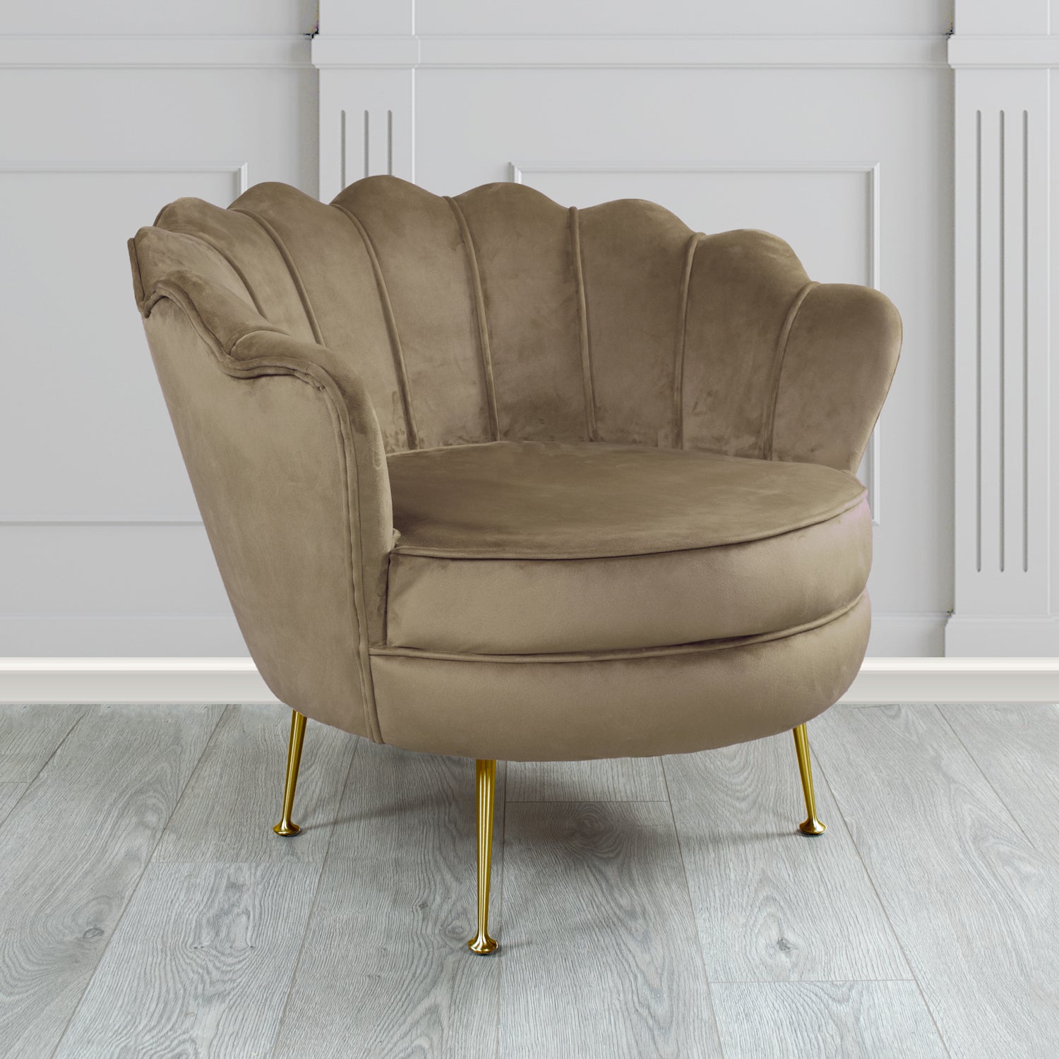 Olivia Shell Tub Chair in Monaco Plain Velvet Fabric