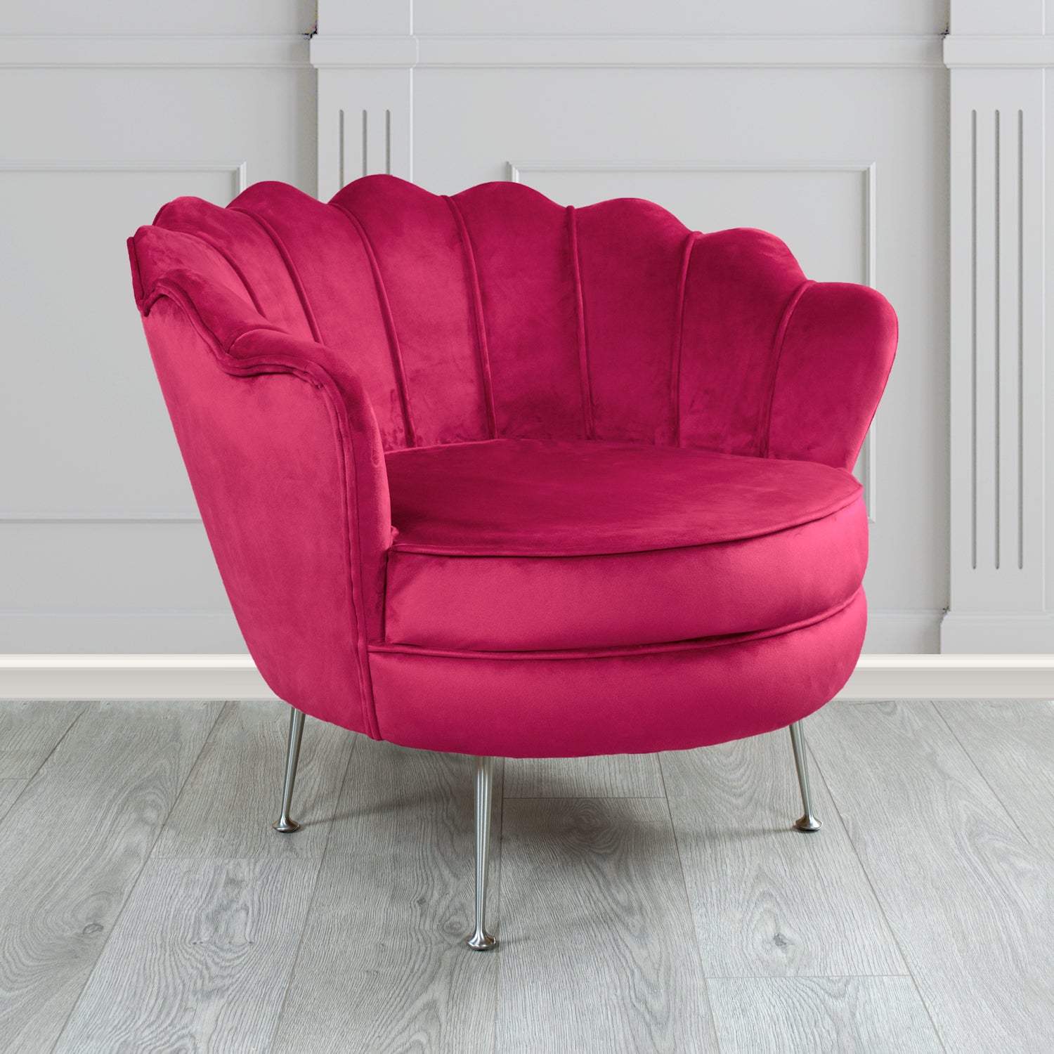 Olivia Shell Tub Chair in Monaco Plain Velvet Fabric