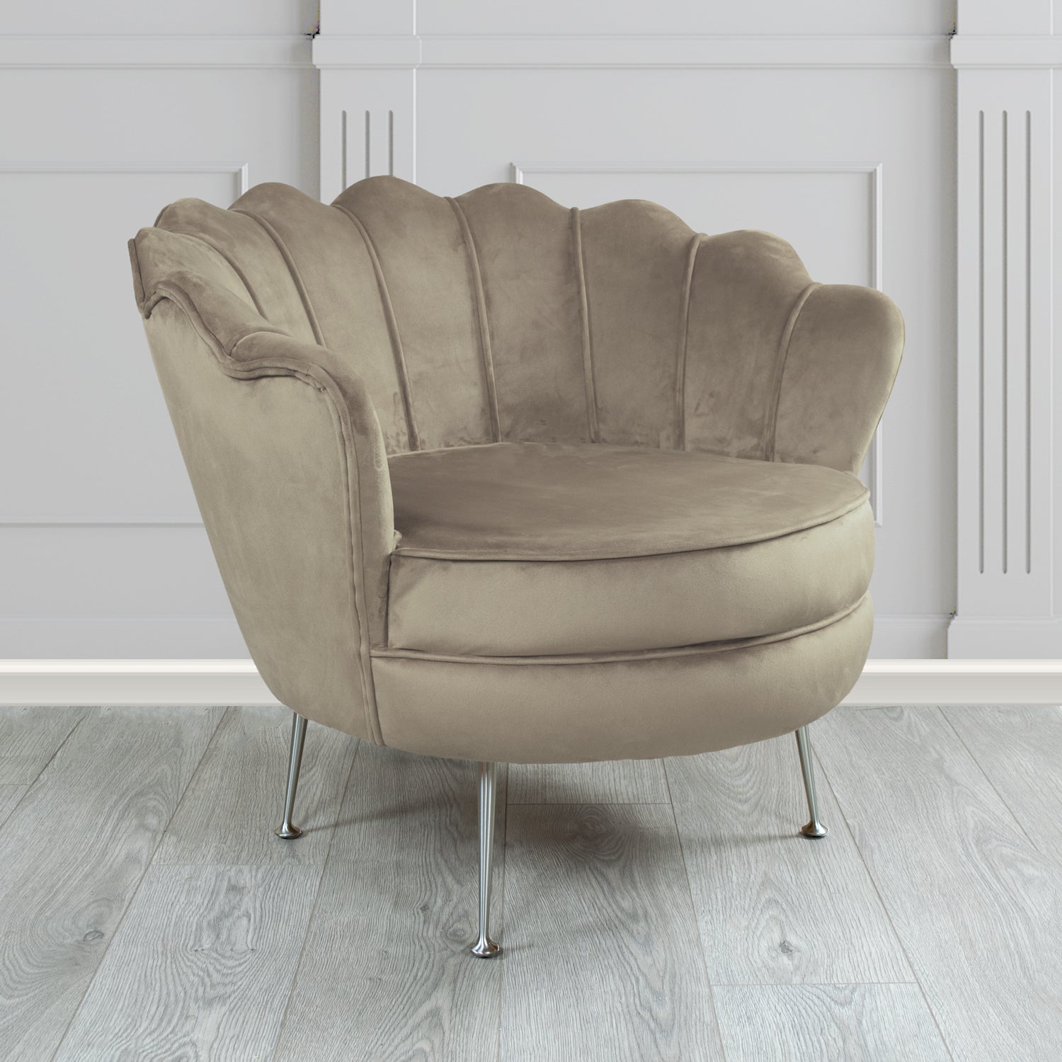 Olivia Shell Tub Chair in Monaco Plain Velvet Fabric