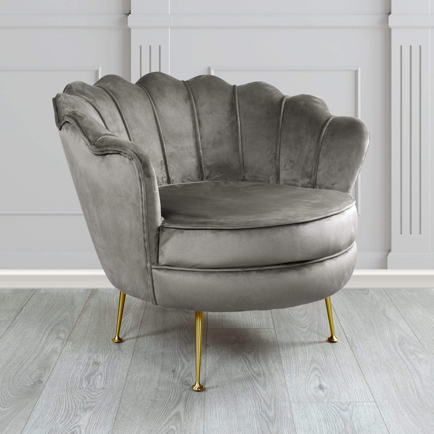 Olivia Shell Tub Chair in Monaco Plain Velvet Fabric