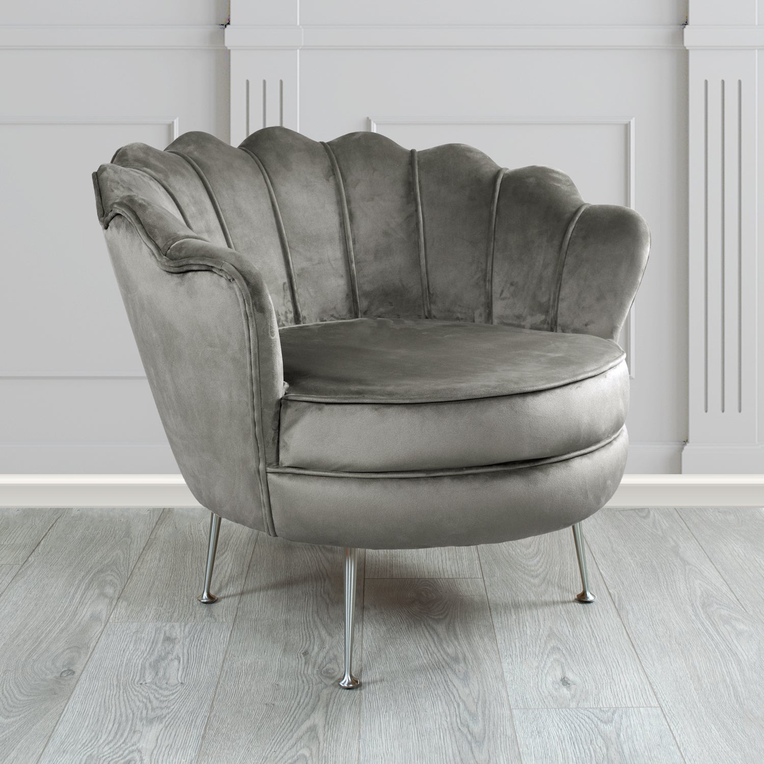 Olivia Shell Tub Chair in Monaco Plain Velvet Fabric