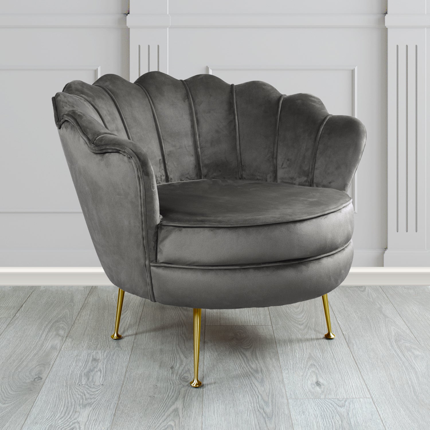 Olivia Shell Tub Chair in Monaco Plain Velvet Fabric