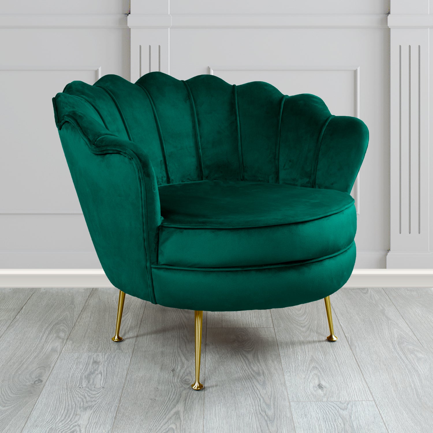 Olivia Shell Tub Chair in Monaco Plain Velvet Fabric