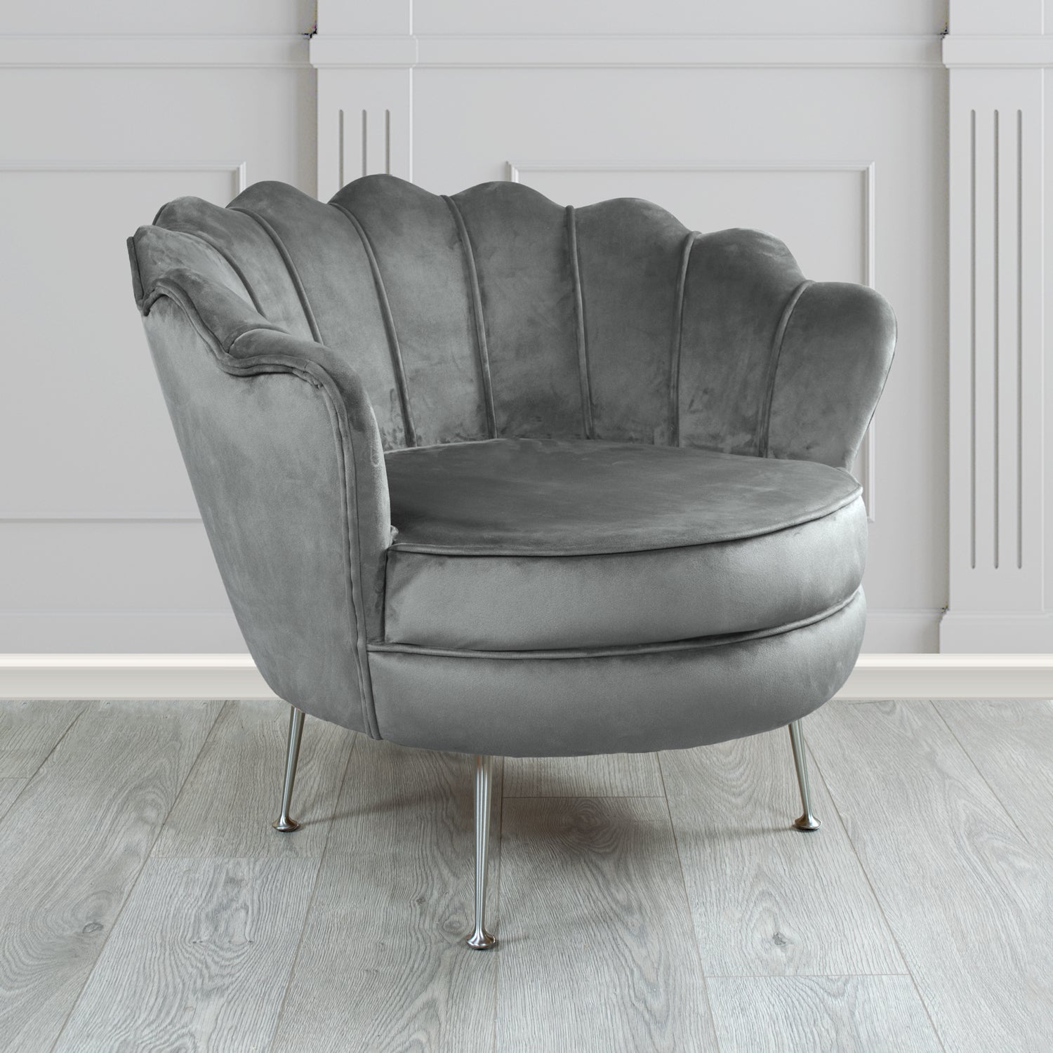 Olivia Shell Tub Chair in Monaco Plain Velvet Fabric