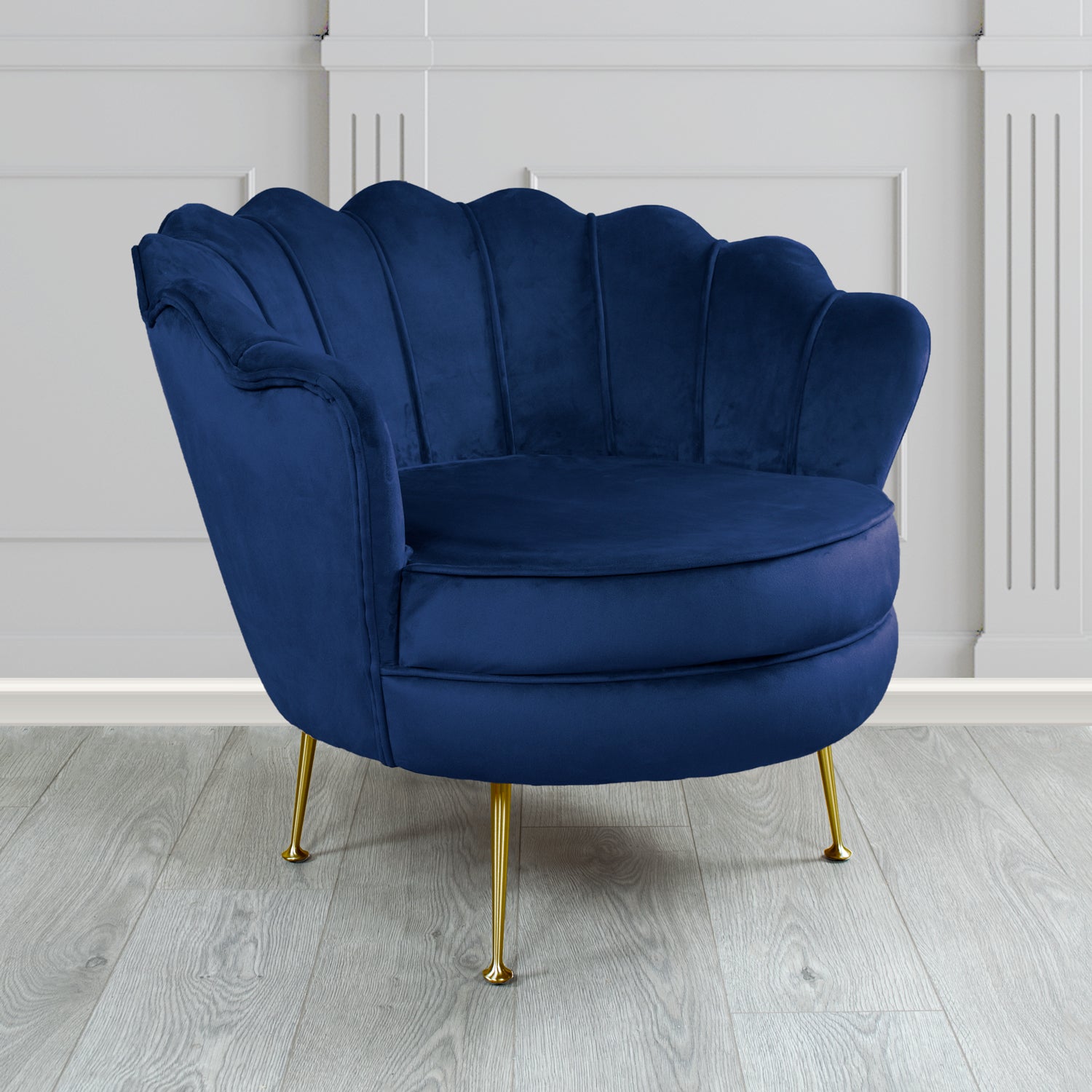 Olivia Shell Tub Chair in Monaco Plain Velvet Fabric