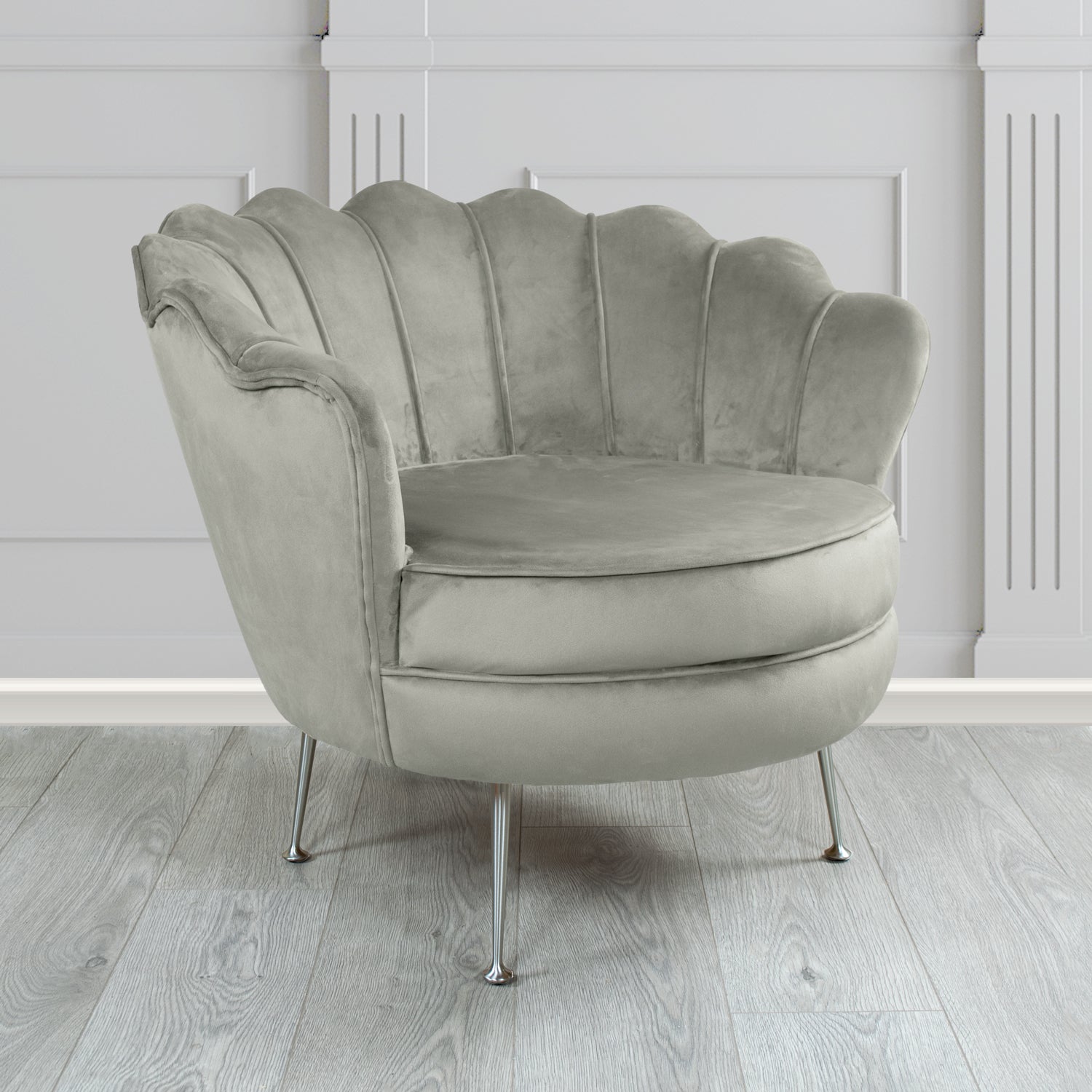 Olivia Shell Tub Chair in Monaco Plain Velvet Fabric