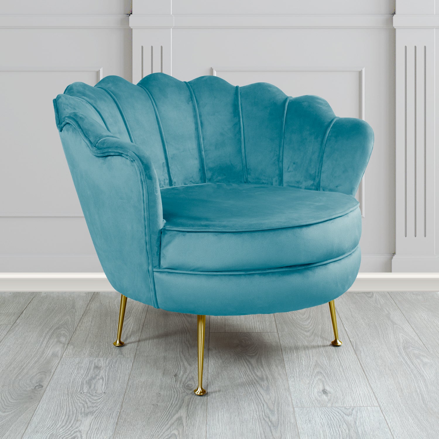 Olivia Shell Tub Chair in Monaco Plain Velvet Fabric