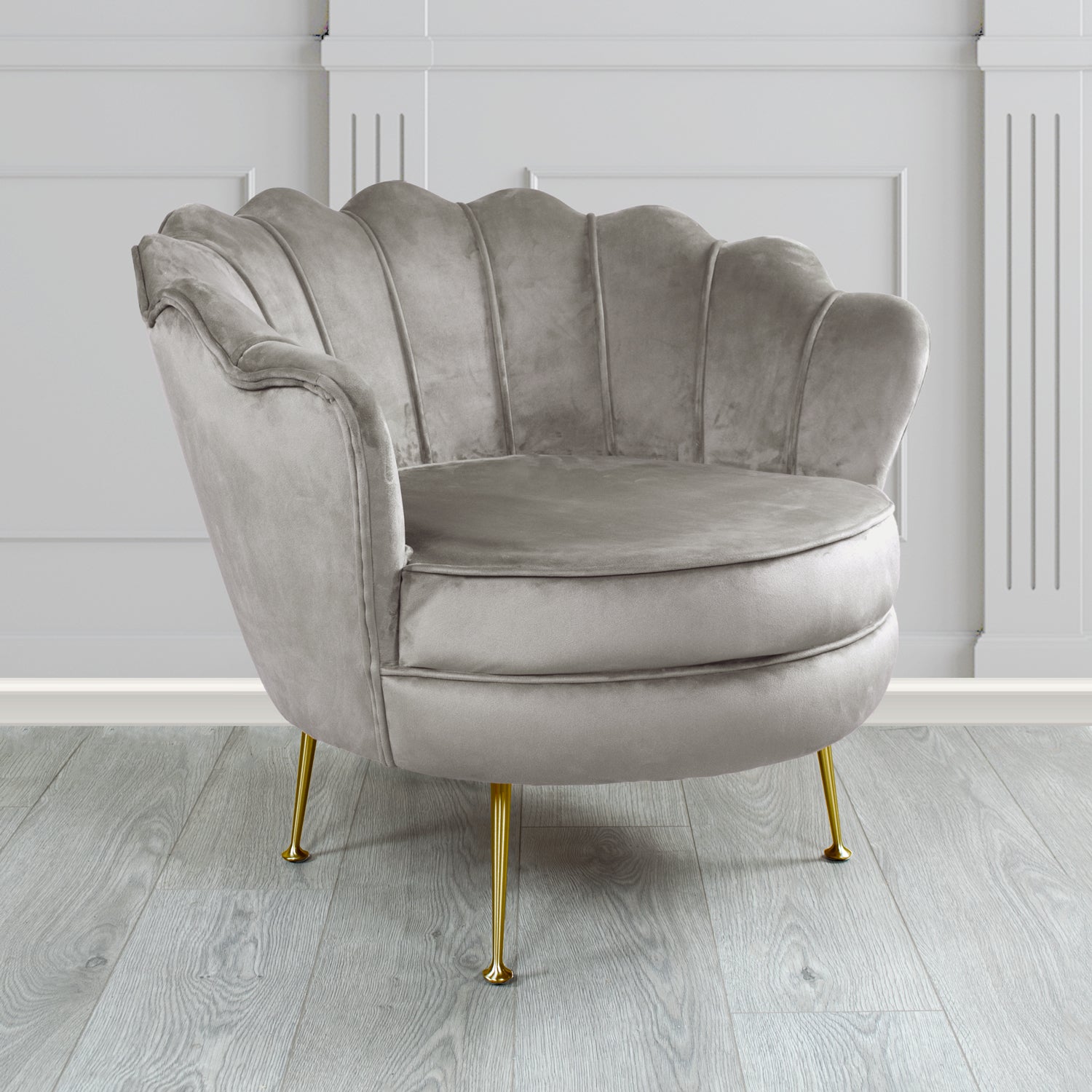 Olivia Shell Tub Chair in Monaco Plain Velvet Fabric