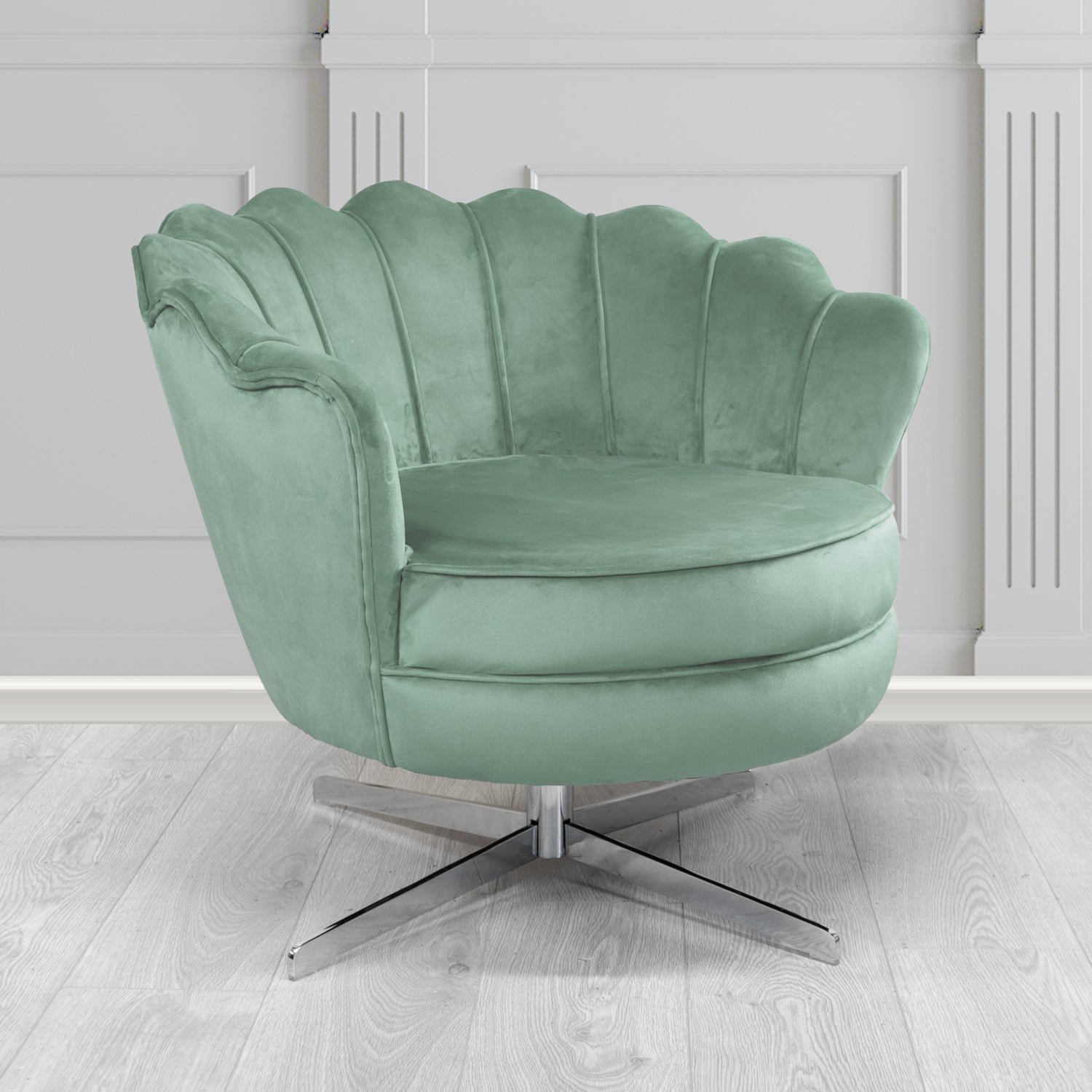 Olivia Swivel Shell Tub Chair in Passione Velvet Fabric