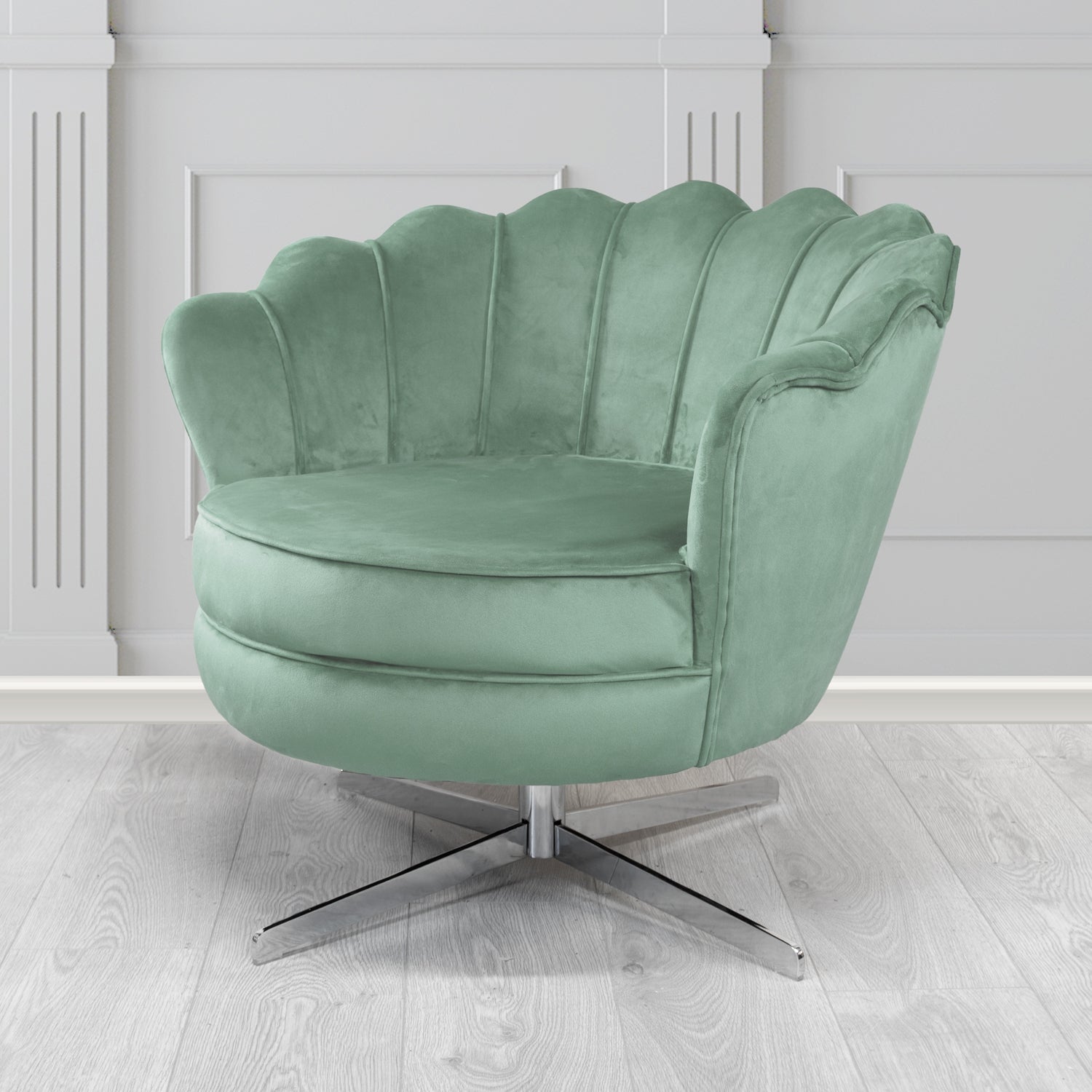 Olivia Swivel Shell Tub Chair in Passione Velvet Fabric