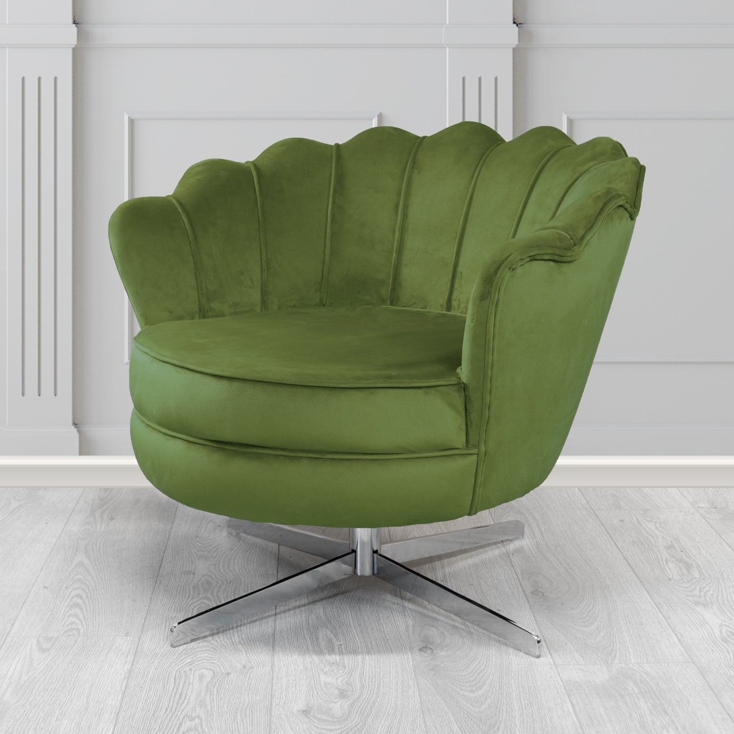 Olivia Swivel Shell Tub Chair in Sapore Crib 5 Velvet Fabric