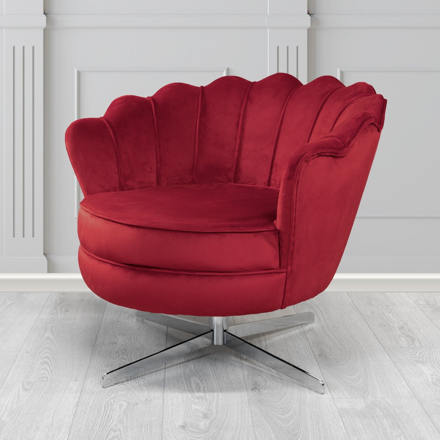 Olivia Swivel Shell Tub Chair in Sapore Crib 5 Velvet Fabric