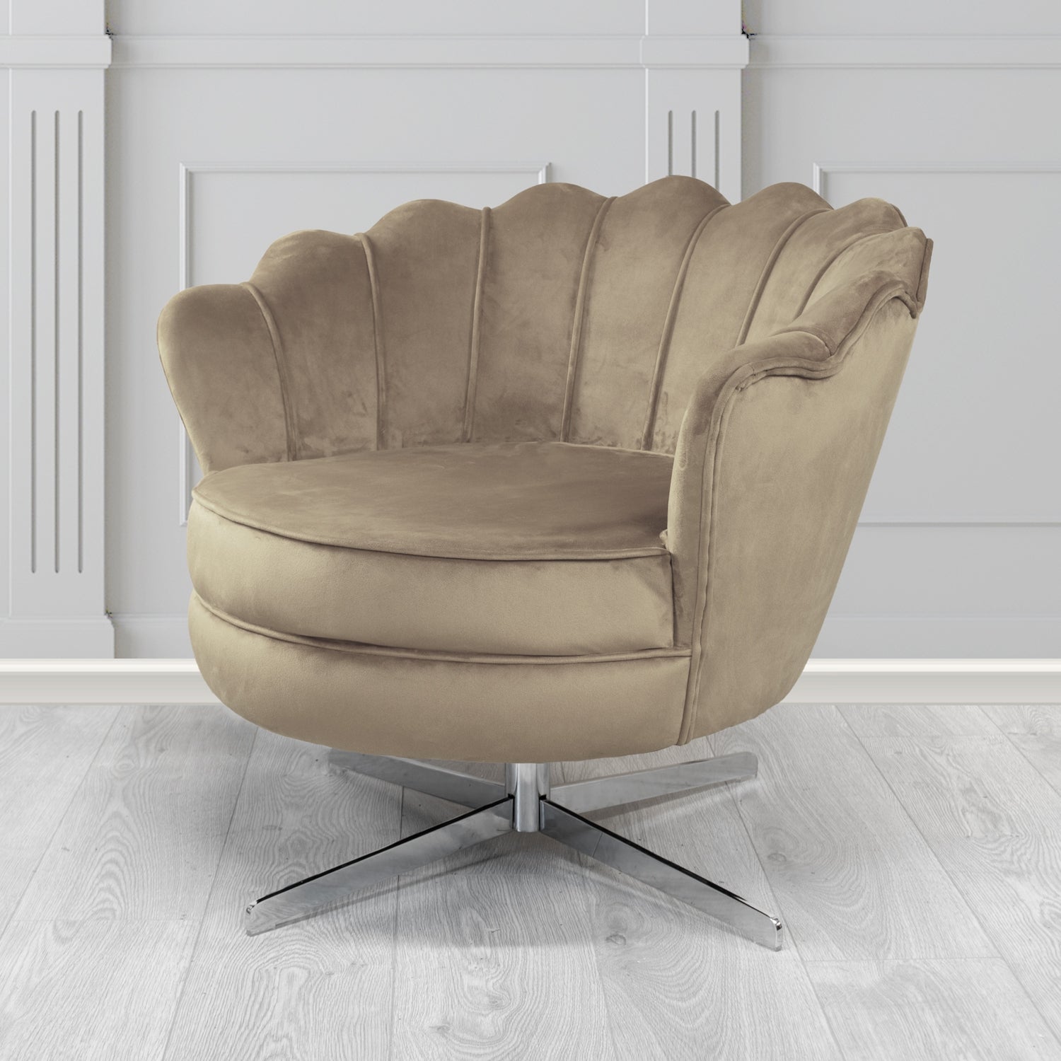 Olivia Swivel Shell Tub Chair in Sapore Crib 5 Velvet Fabric