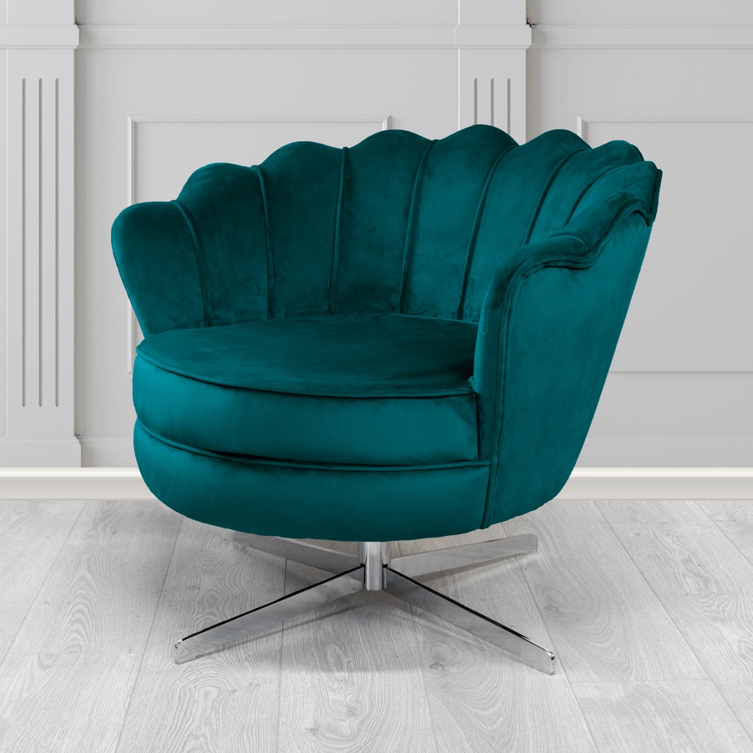 Olivia Swivel Shell Tub Chair in Sapore Crib 5 Velvet Fabric
