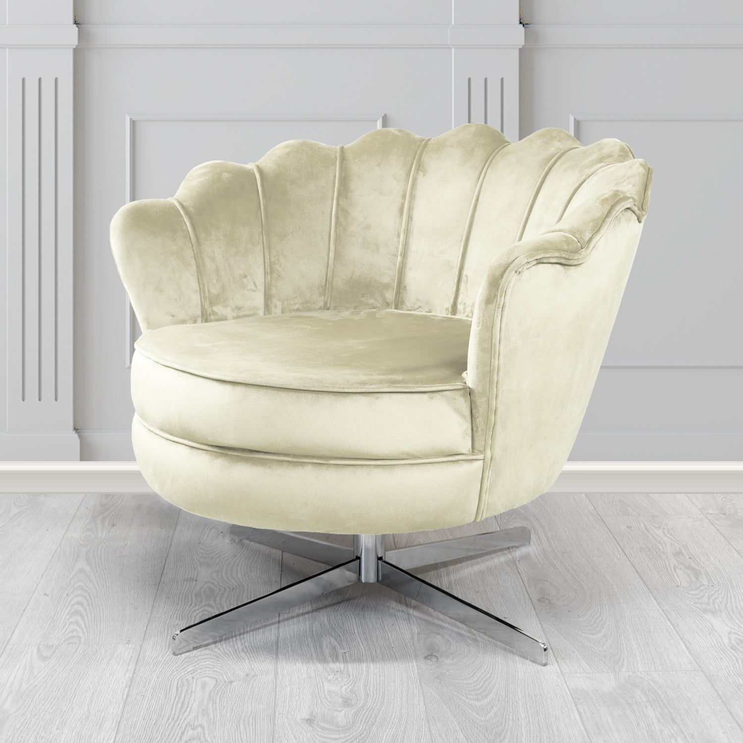 Olivia Swivel Shell Tub Chair in Sapore Crib 5 Velvet Fabric
