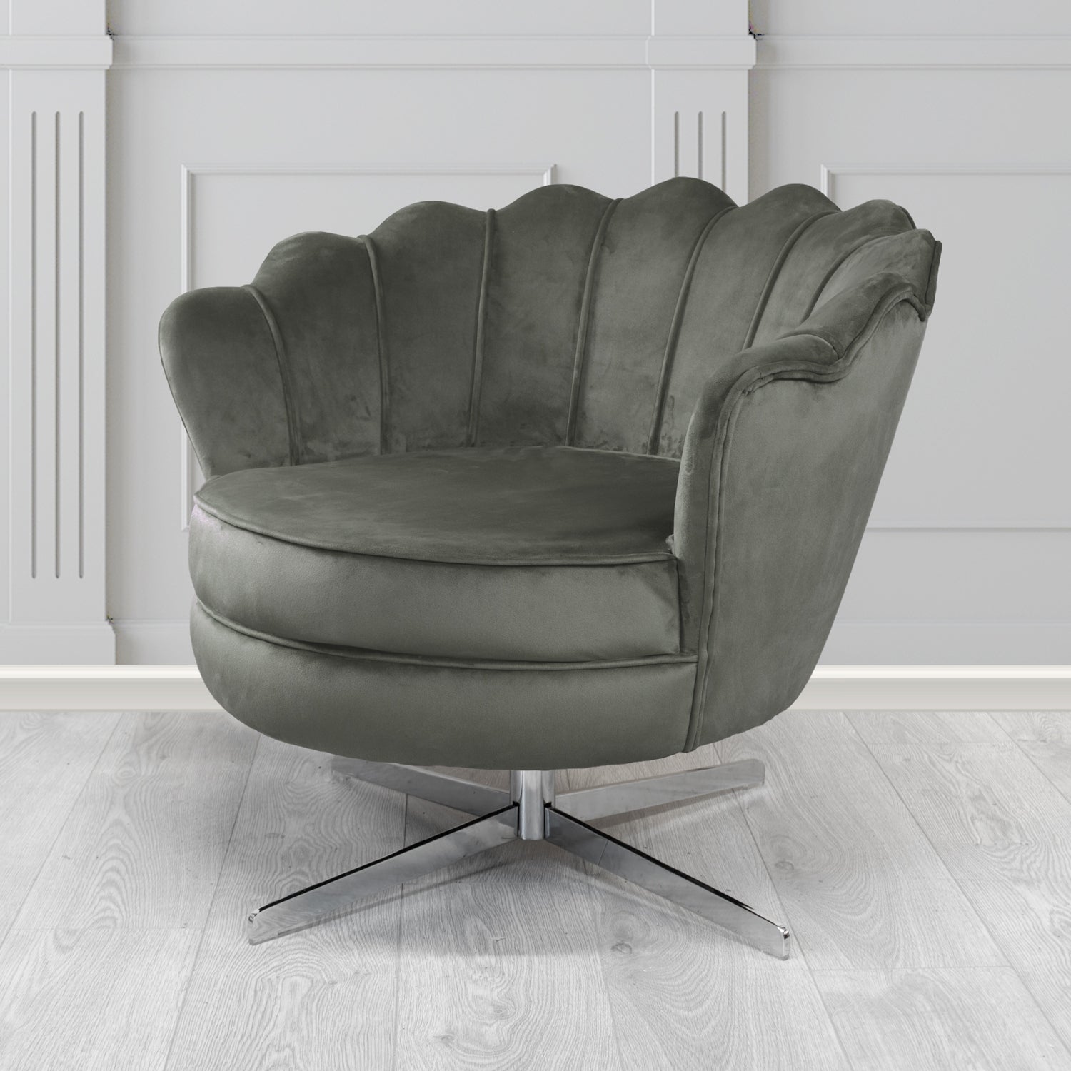 Olivia Swivel Shell Tub Chair in Sapore Crib 5 Velvet Fabric