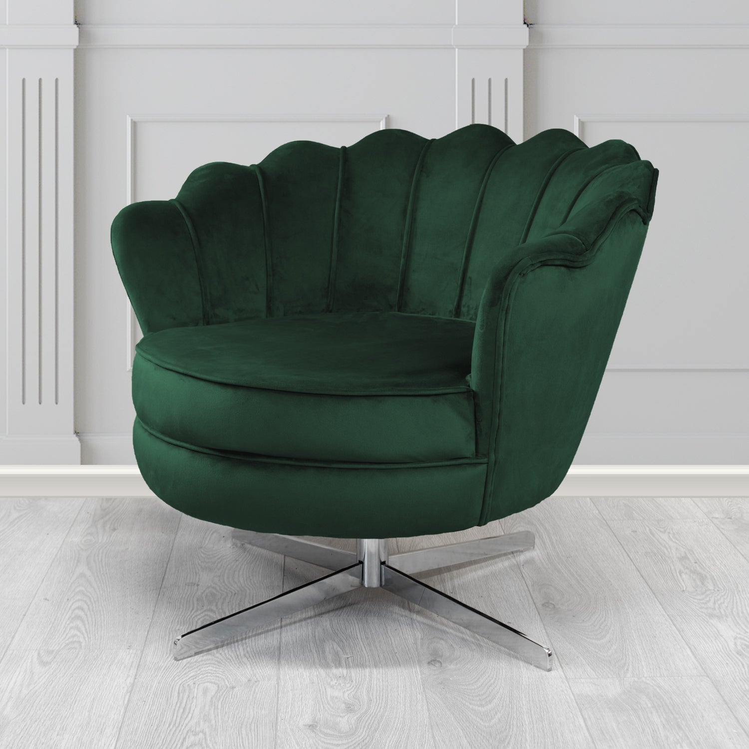 Olivia Swivel Shell Tub Chair in Sapore Crib 5 Velvet Fabric