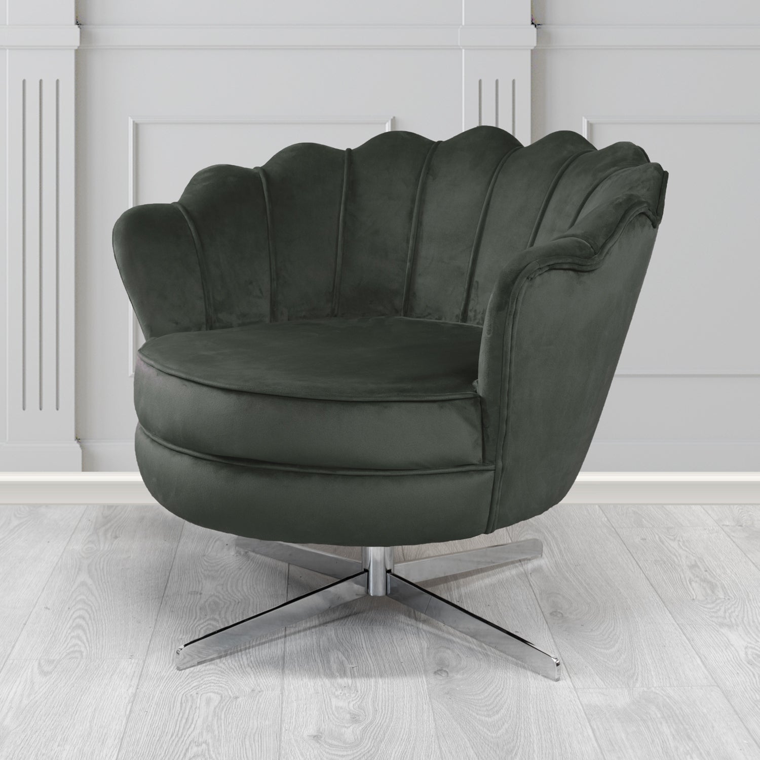Olivia Swivel Shell Tub Chair in Sapore Crib 5 Velvet Fabric