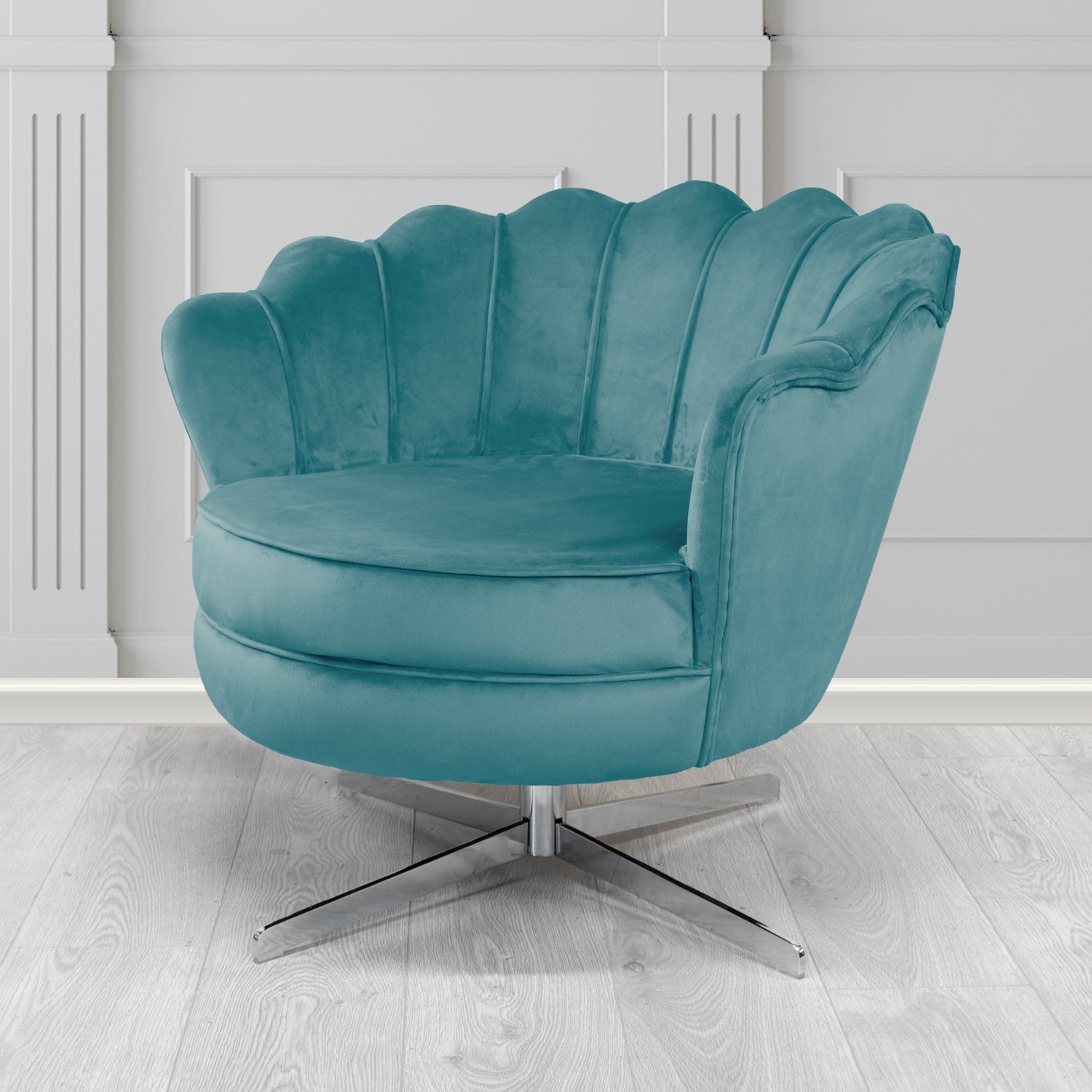 Olivia Swivel Shell Tub Chair in Sapore Crib 5 Velvet Fabric