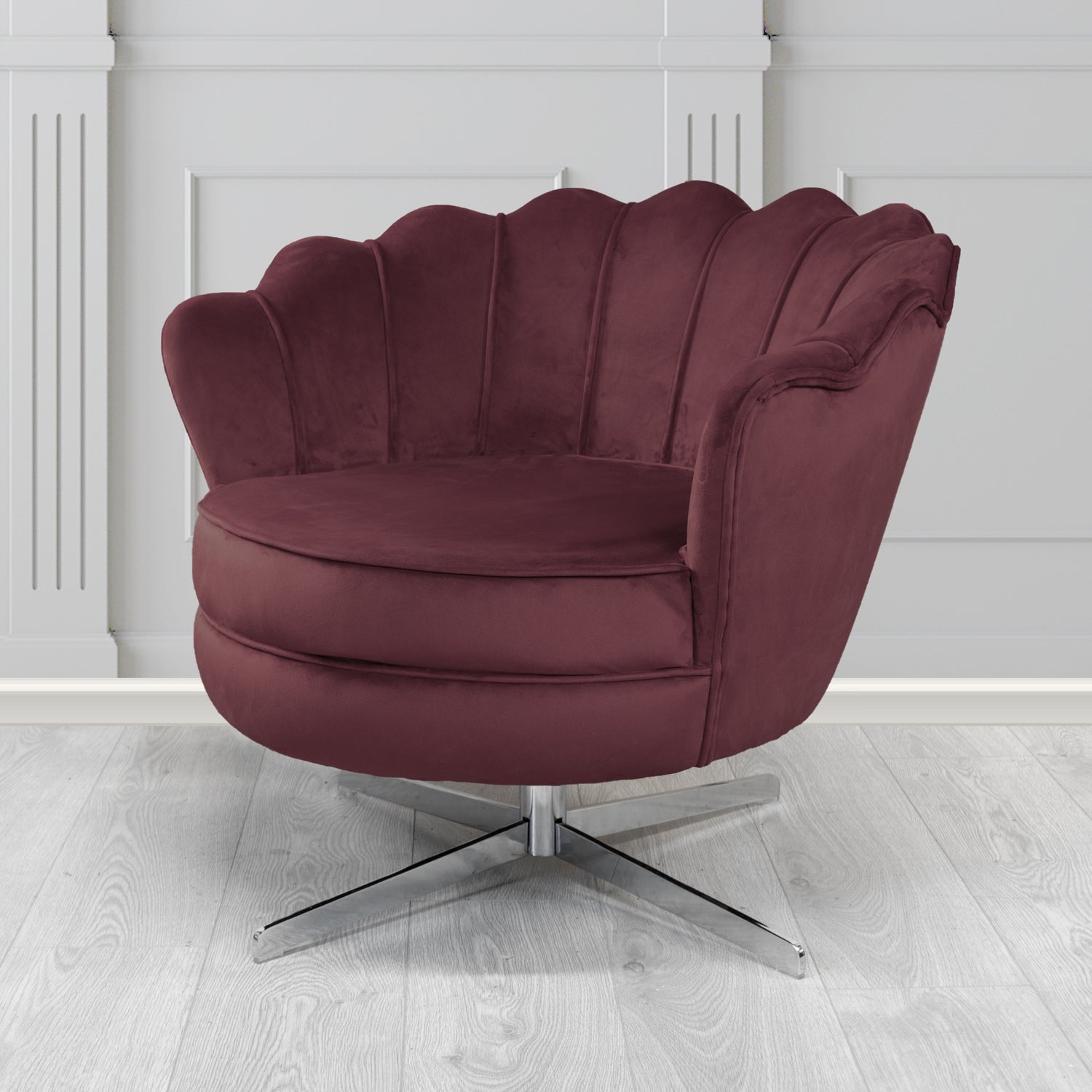 Olivia Swivel Shell Tub Chair in Sapore Crib 5 Velvet Fabric