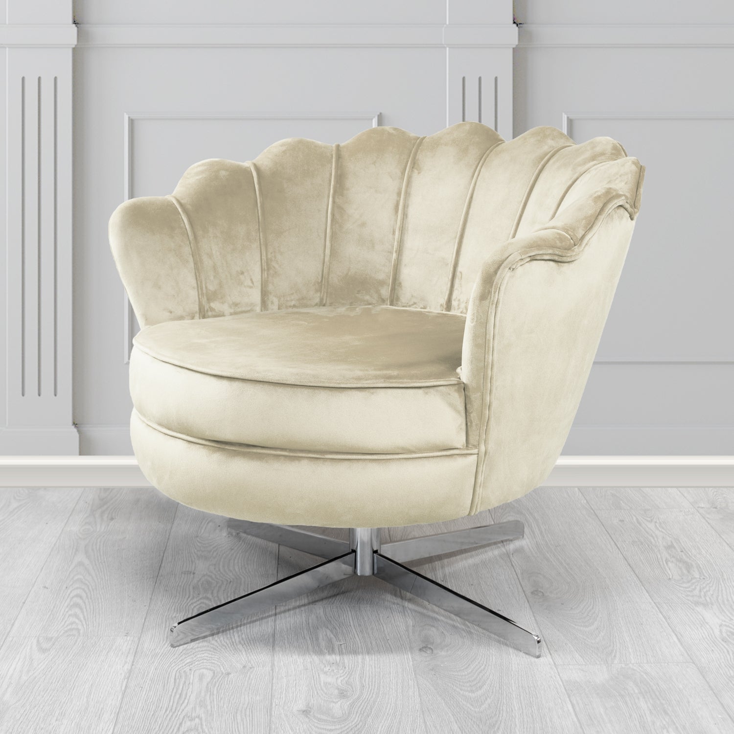 Olivia Swivel Shell Tub Chair in Sapore Crib 5 Velvet Fabric