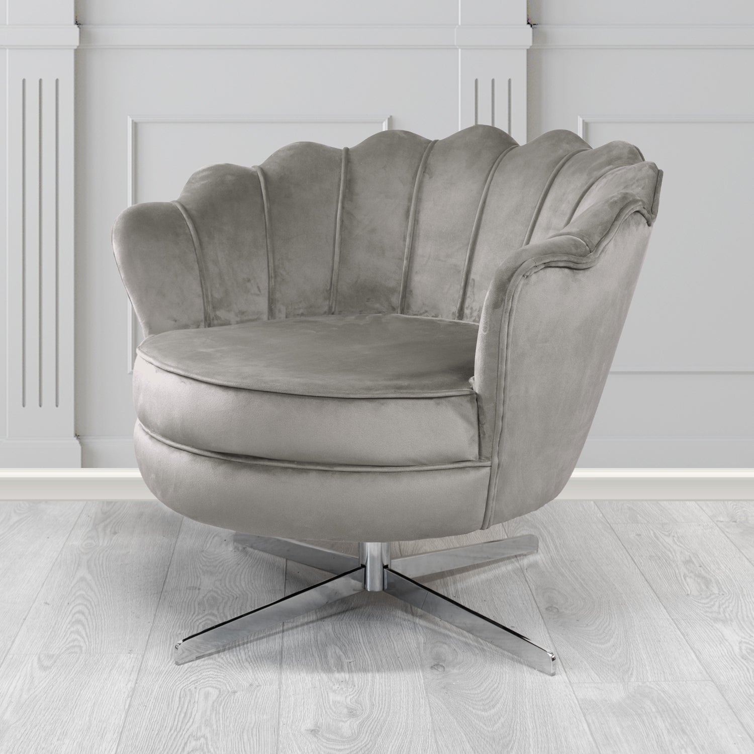 Olivia Swivel Shell Tub Chair in Sapore Crib 5 Velvet Fabric