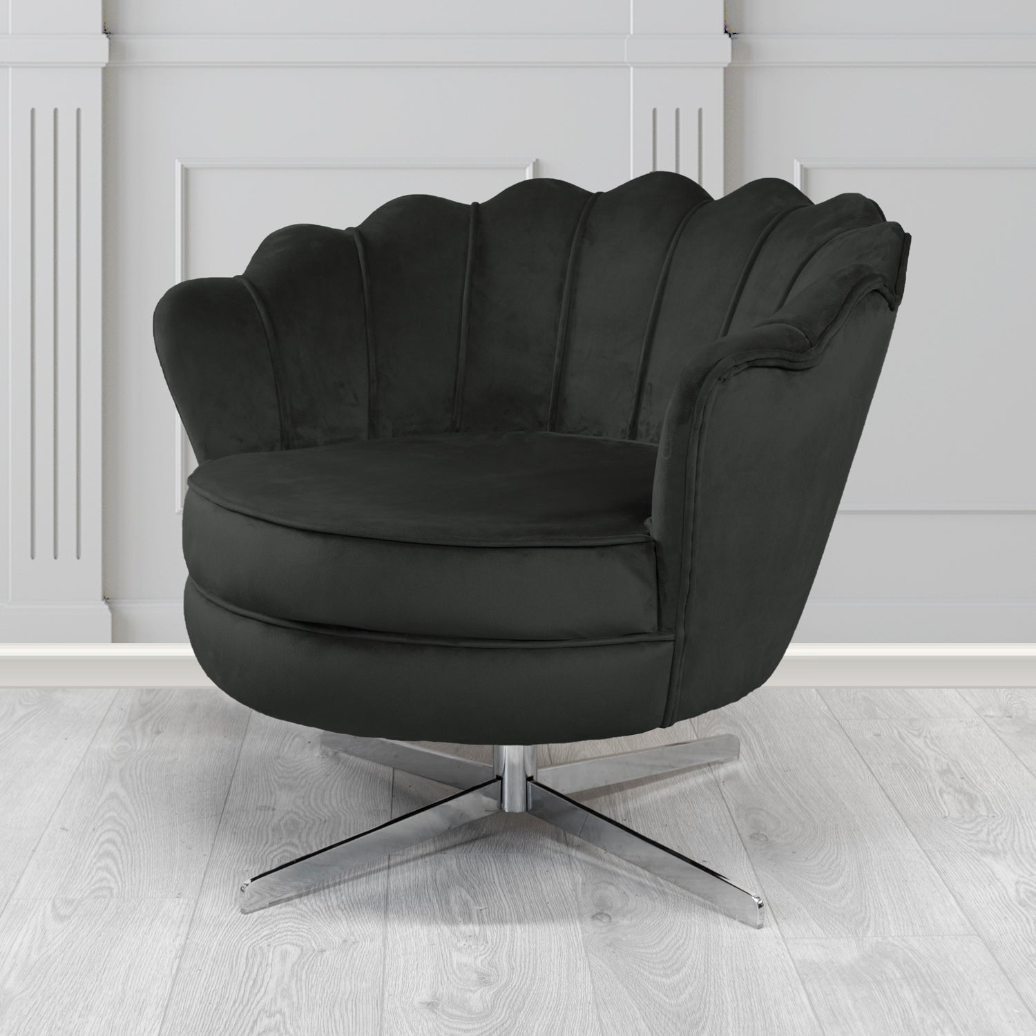 Olivia Swivel Shell Tub Chair in Sapore Crib 5 Velvet Fabric