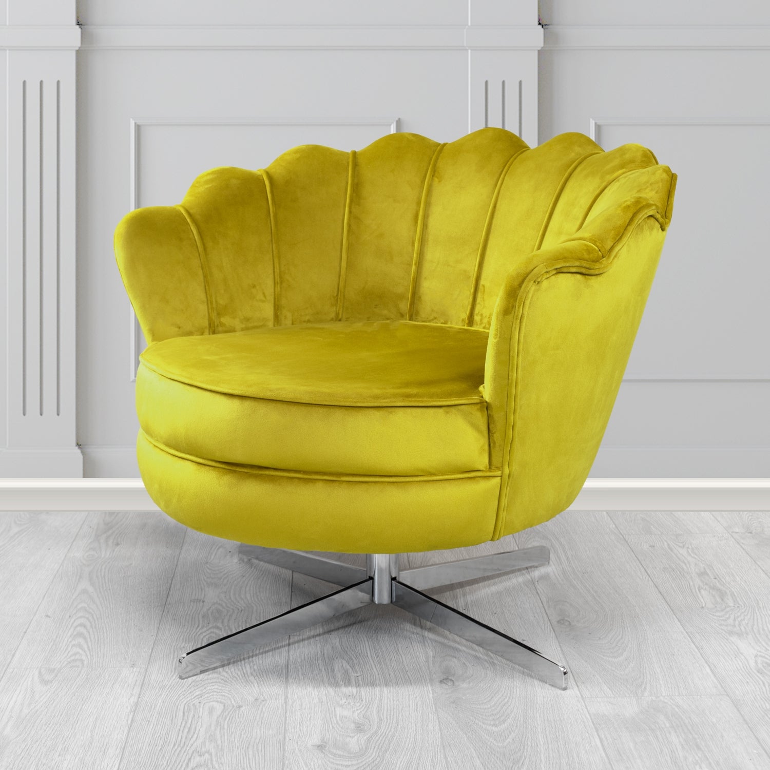 Olivia Swivel Shell Tub Chair in Sapore Crib 5 Velvet Fabric
